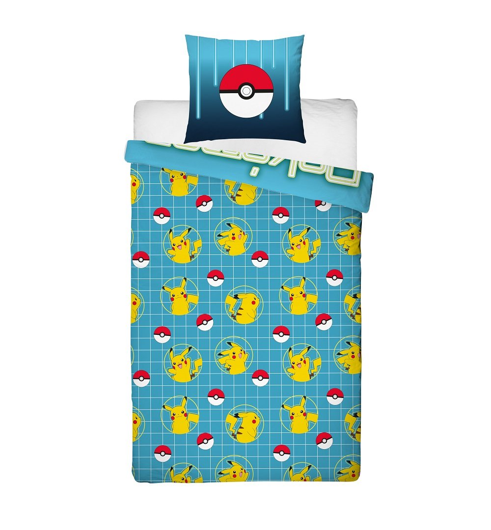 Pokémon - Parure de lit en microfibre Pikachu (140x200cm + 63x63cm) - flash vidéo