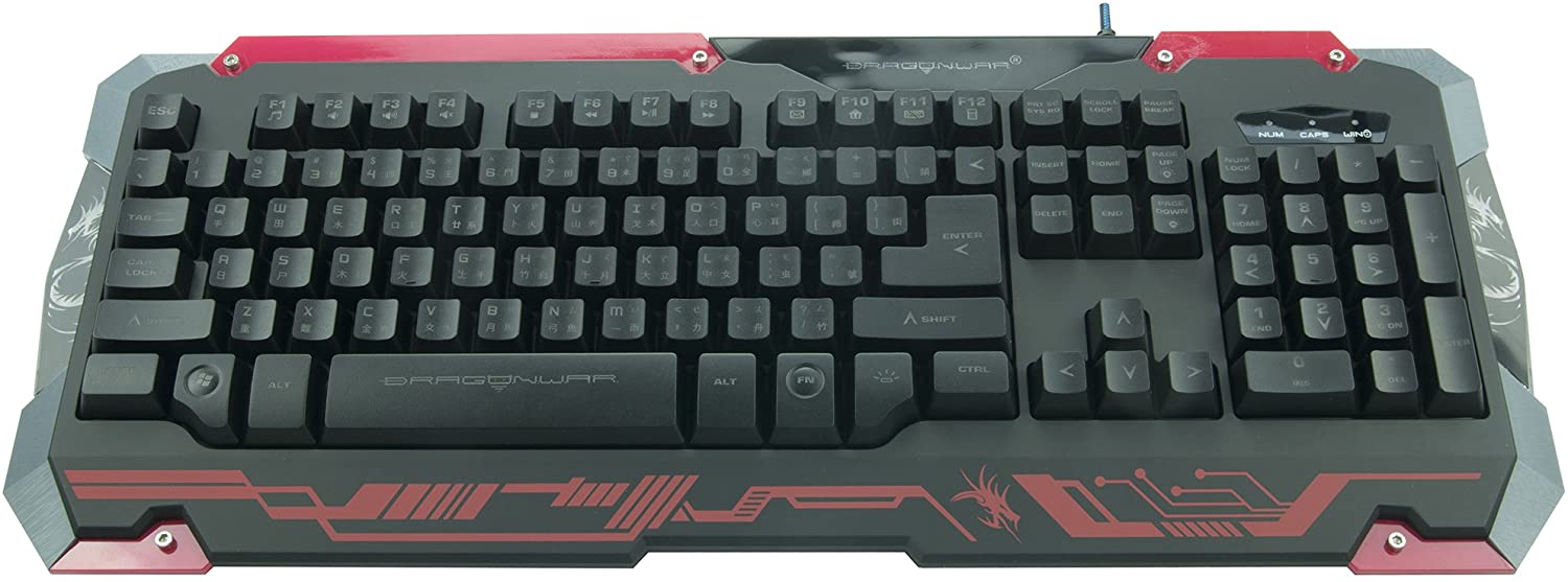Dragonwar Sencaic Combo LED Gaming Mouse 3200 DPI / 6 boutons + rétro-éclairage Clavier de jeu semi-mécanique noir Qwerty avec 8 touches programmables et numpad - flash vidéo