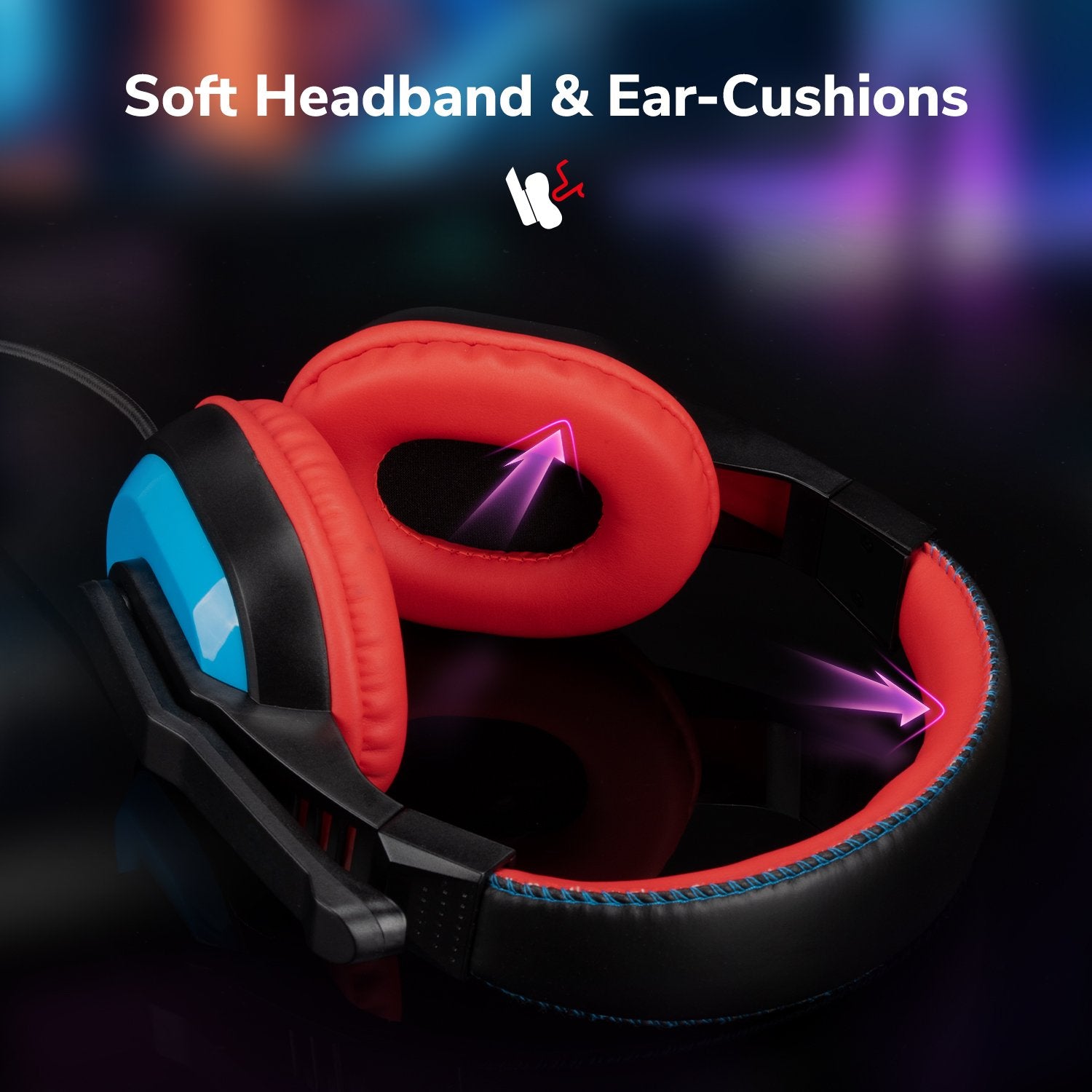 EgoGear - Casque de jeu filaire SHS10 Rouge et Bleu pour Switch, Switch Lite, Switch OLED, PS5, PS4, Xbox Series X|S, Xbox One et Mobile - flash vidéo
