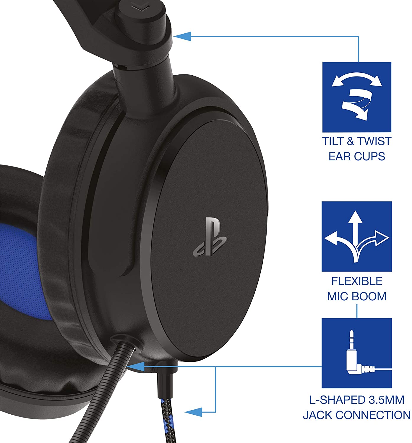 4Gamers - Casque de jeu stéréo filaire PRO 4-50S Noir pour PS5 et PS4 - flash vidéo