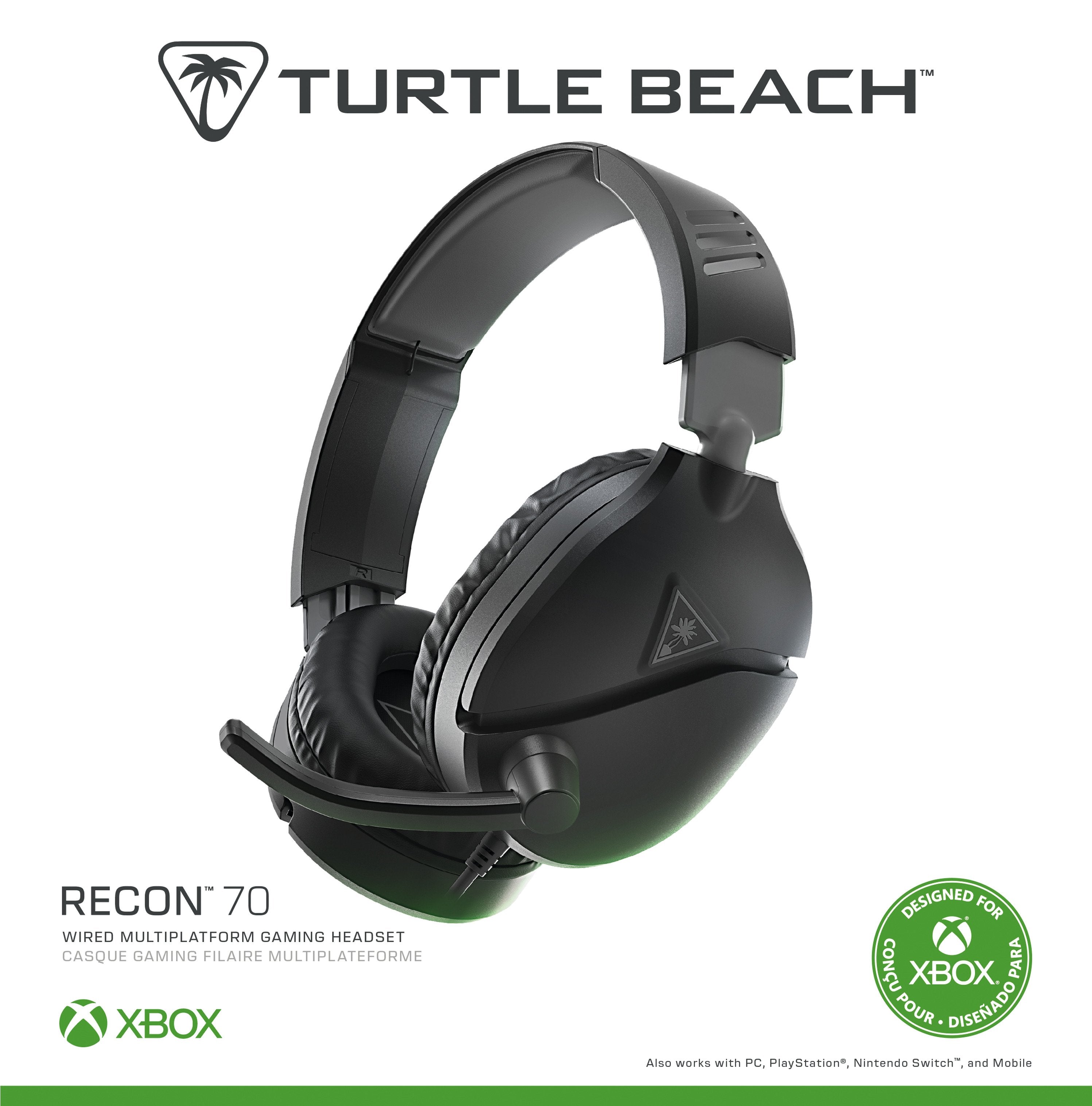 Turtle Beach - Casque de jeu filaire Ear Force Recon 70X Noir pour Xbox Series, Xbox One, PS5, PS4, Switch, PC et Mobile - flash vidéo