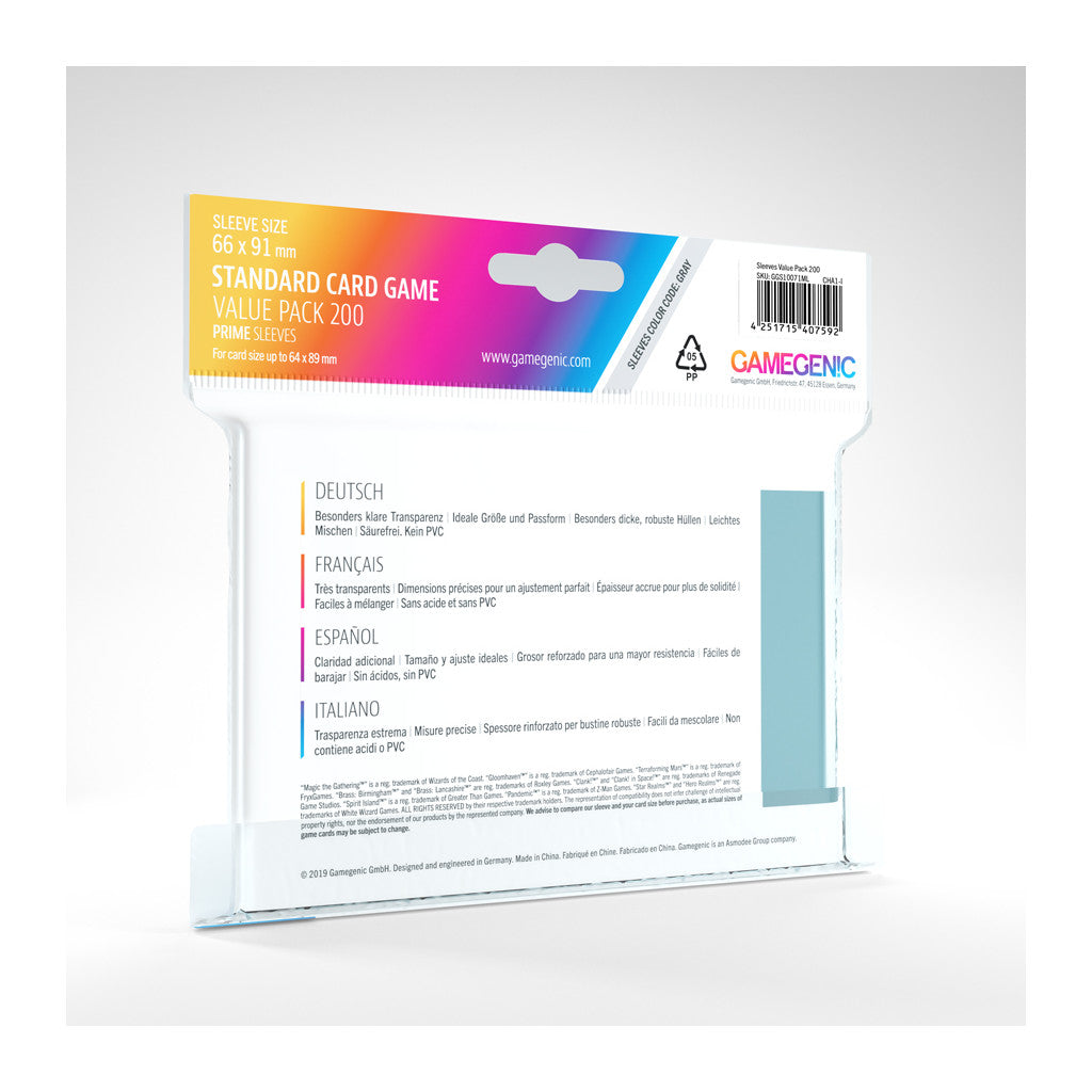 Prime Sleeves - Sachet de 200 protèges-cartes transparents standard 66 x 91 mm - flash vidéo