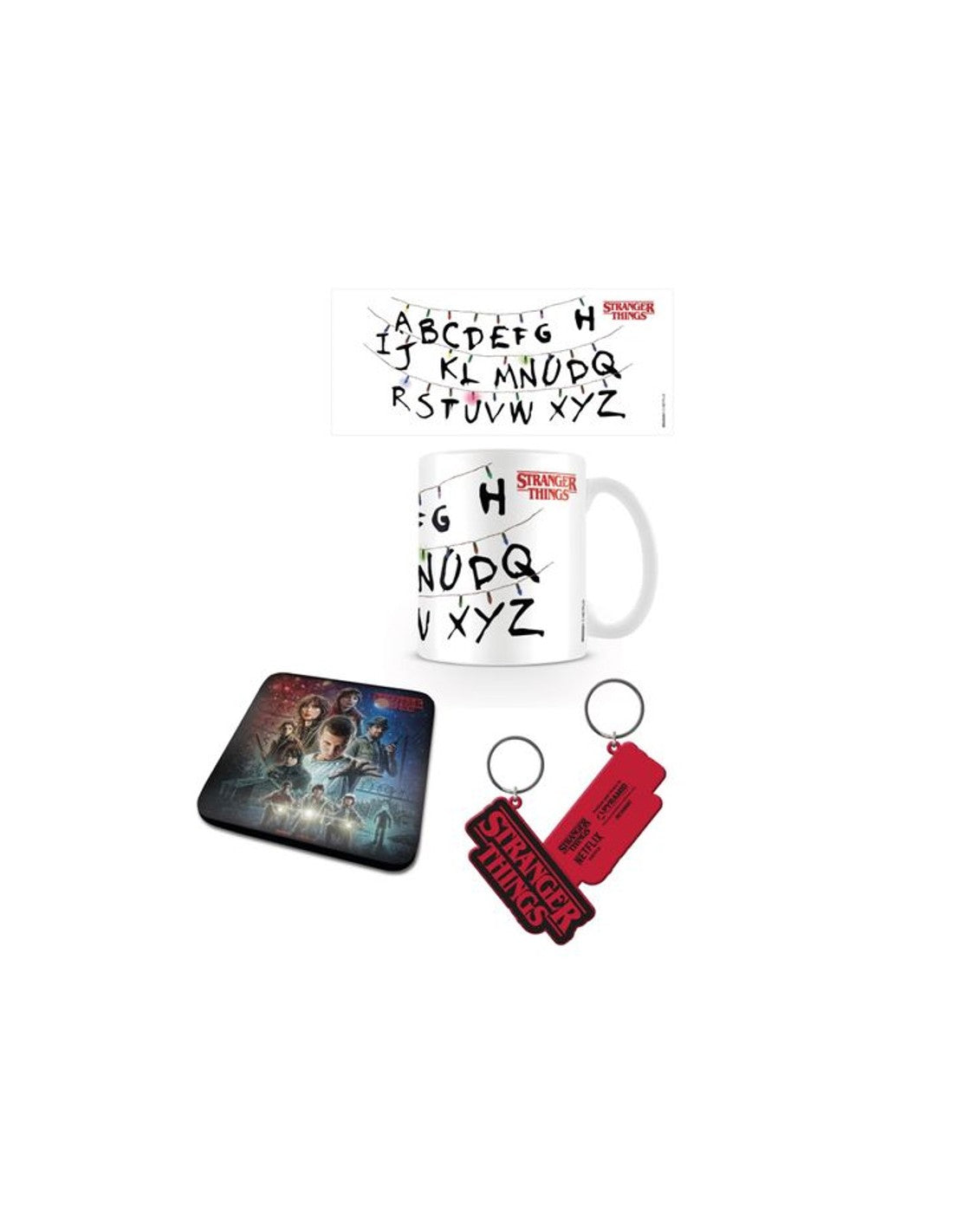 Stranger Things - Coffret cadeau Mug + Dessous de verre + Porte-clef "Iconic" - flash vidéo