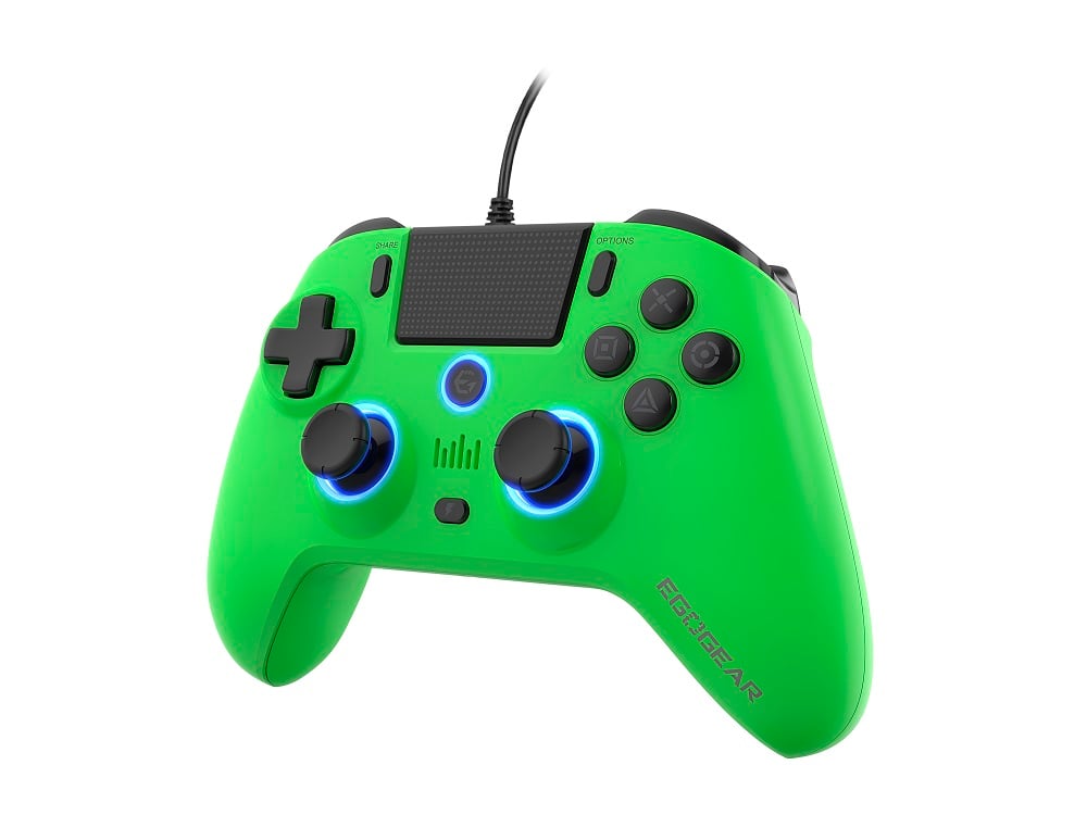 EgoGear - Manette filaire SC10 Verte avec port audio pour casque pour PS4, PS3 et PC - flash vidéo