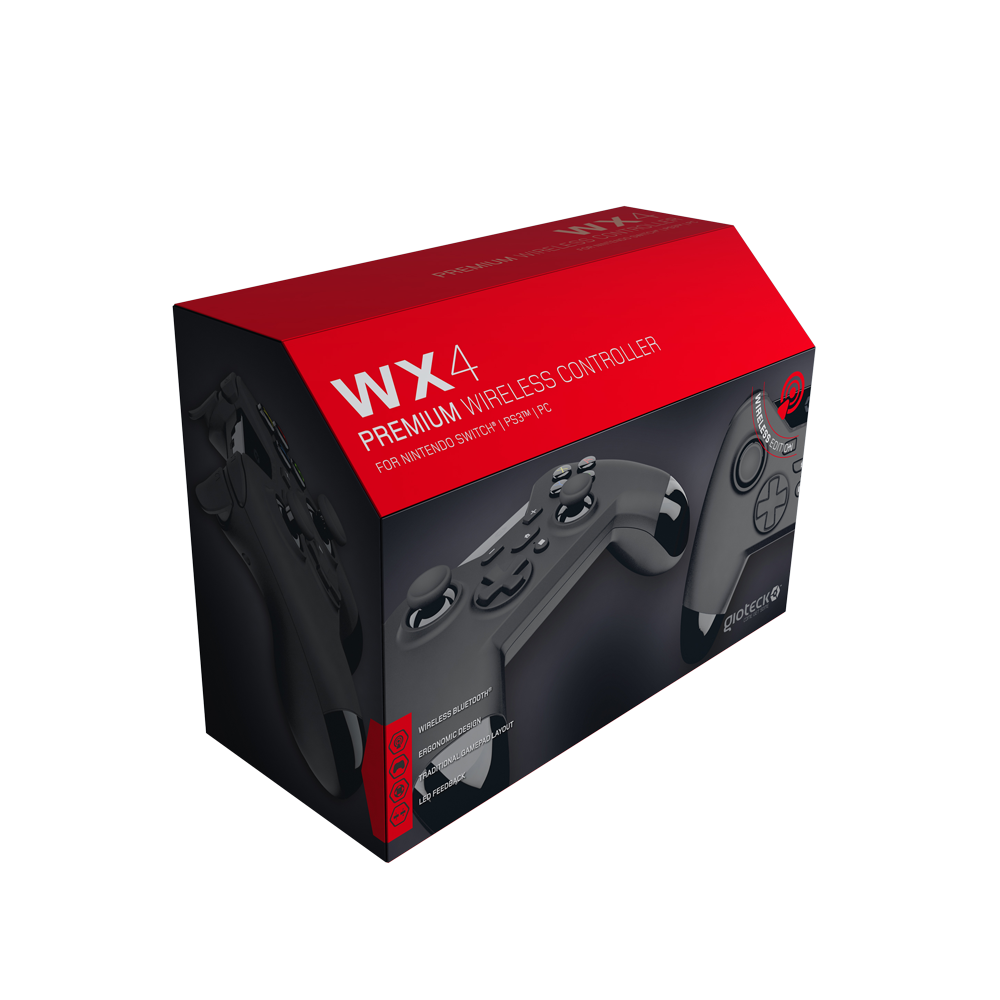 Gioteck - Manette sans fil premium WX4 Noir pour Nintendo Switch, PS3 et PC - flash vidéo