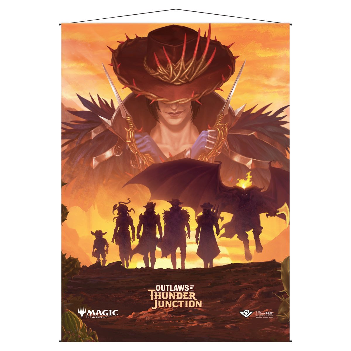 Ultra Pro - Magic: The Gathering - Outlaws of Thunder Junction - Parchemin mural silhouette du gang des Outlaws - flash vidéo