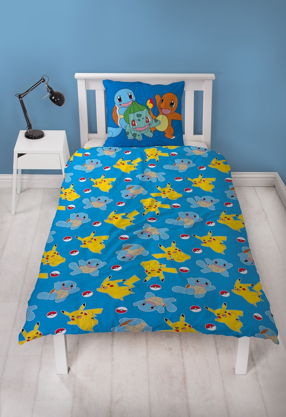 Pokémon - Parure de lit en microfibre Pikachu et Starter 1G II (140x200cm + 63x63cm) - flash vidéo