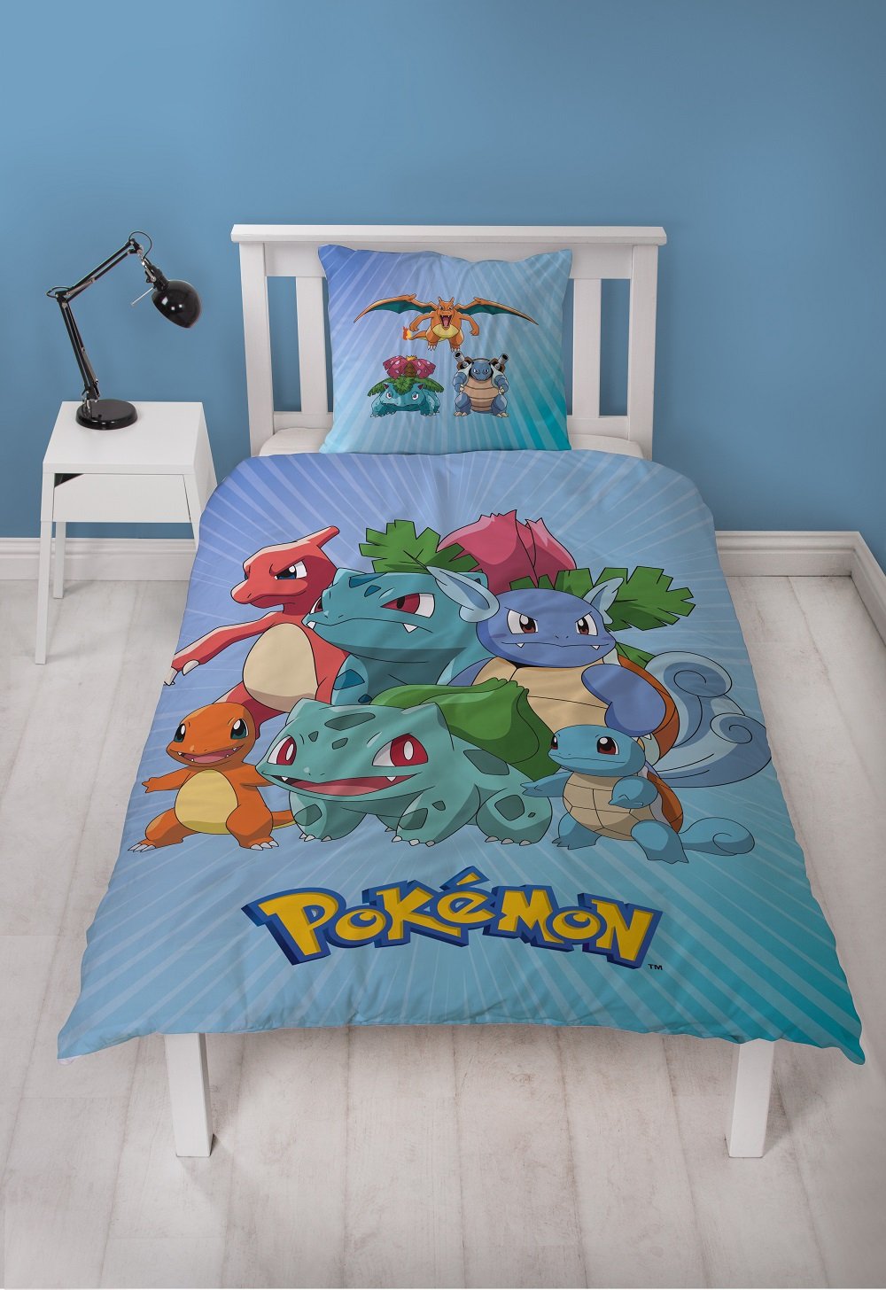 Pokémon - Parure de lit en microfibre Starter Evolution (140x200cm + 63x63cm) - flash vidéo
