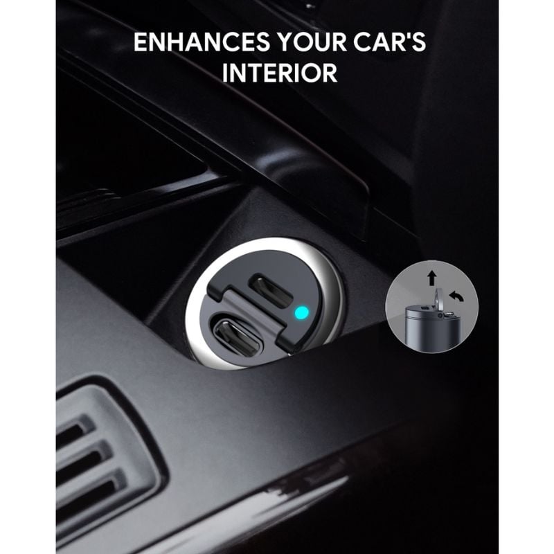 Aukey - Chargeur de voiture 30W à 2 ports Nano Series - flash vidéo