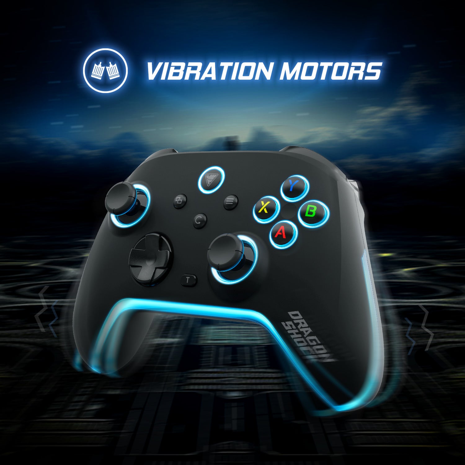 DragonShock - AURORA PLUS - Manette sans fil noire avec support téléphone pour PS3, PC, Android et IOS - flash vidéo