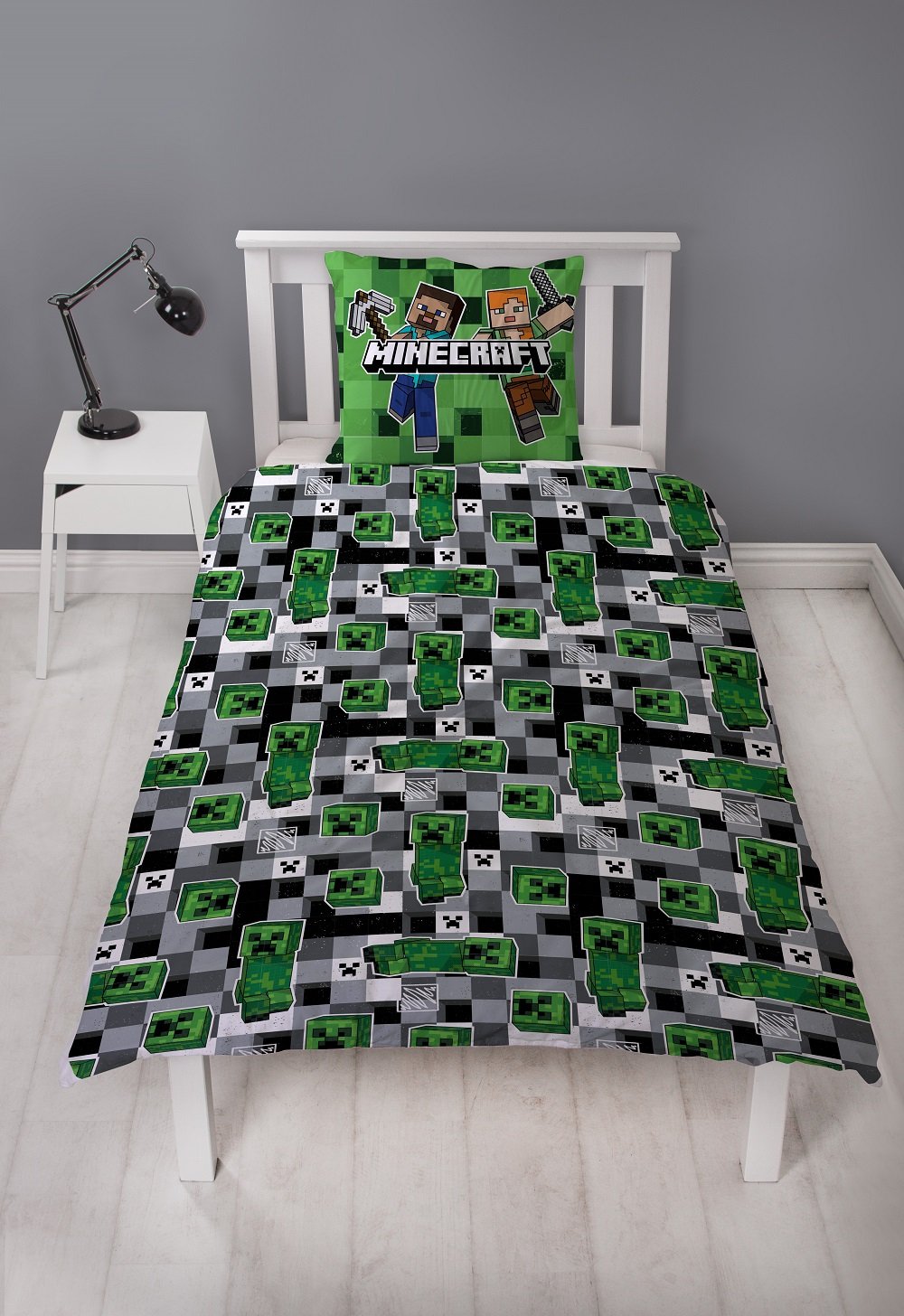 Minecraft - Parure de lit en microfibre Steve (200x140cm + 63x63cm) - flash vidéo