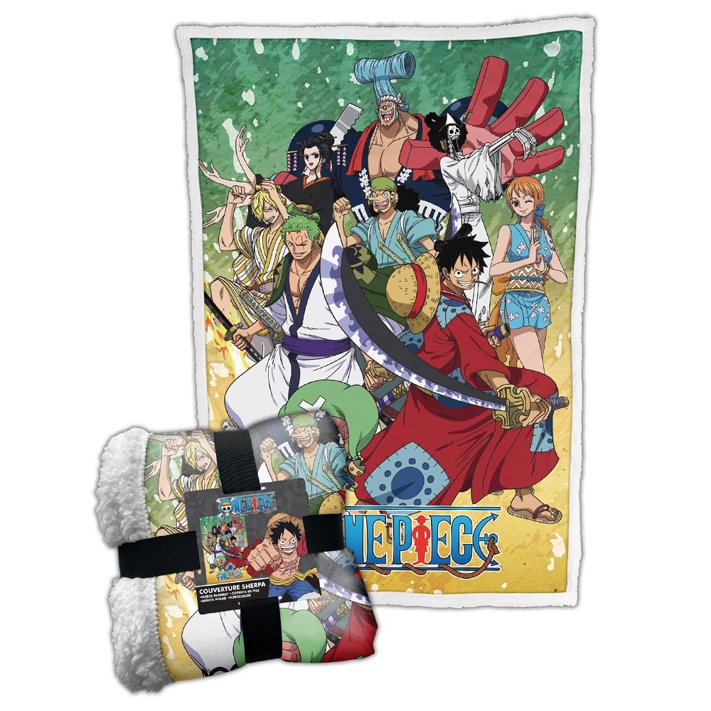 One Piece - Plaid Sherpa Luffy et son équipage Wano (100x150cm) - flash vidéo