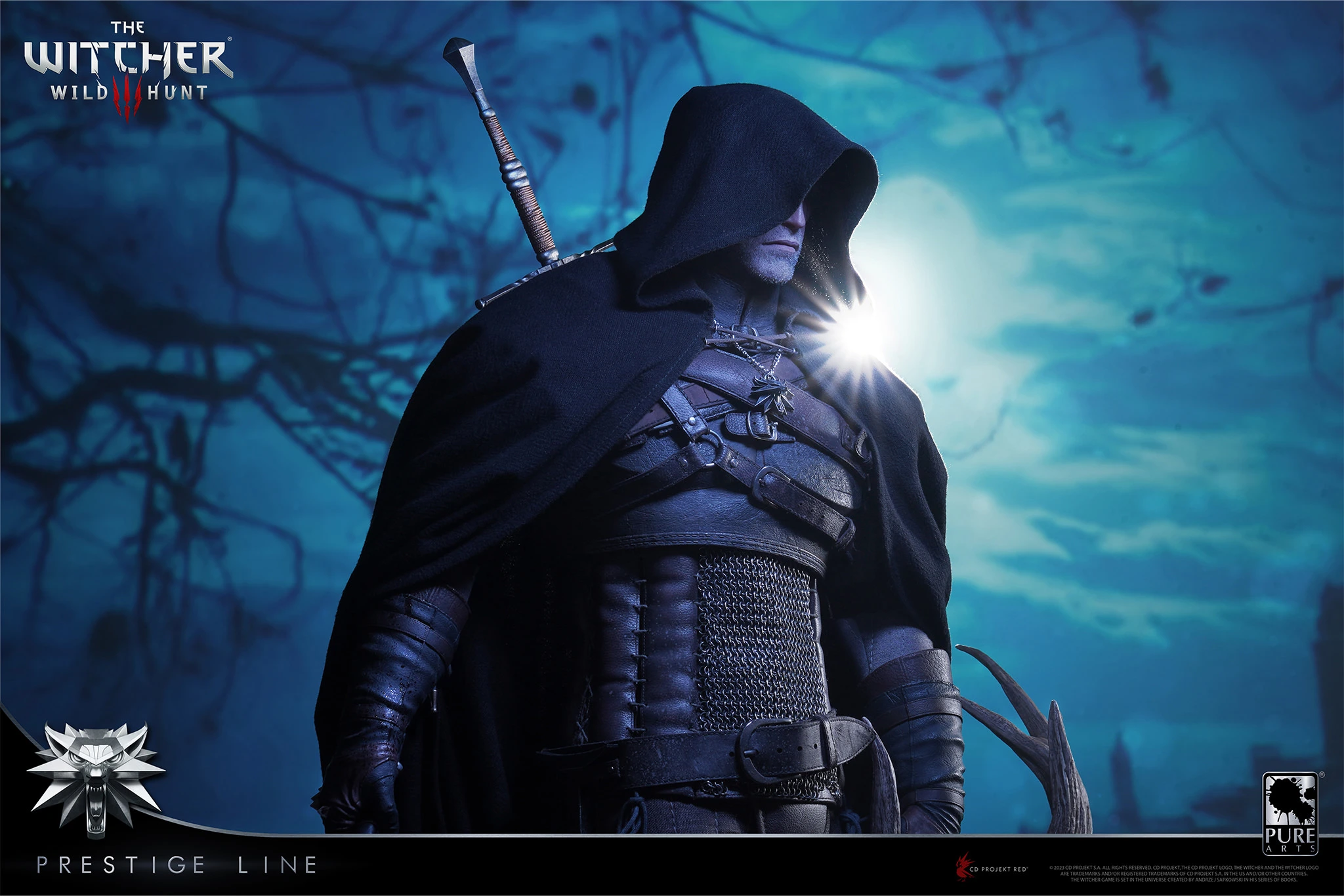 PureArts - 1:2 Scale Statues - Prestige Line - The Witcher 3 - Wild Hunt - Geralt de Riv Statue 110cm - flash vidéo