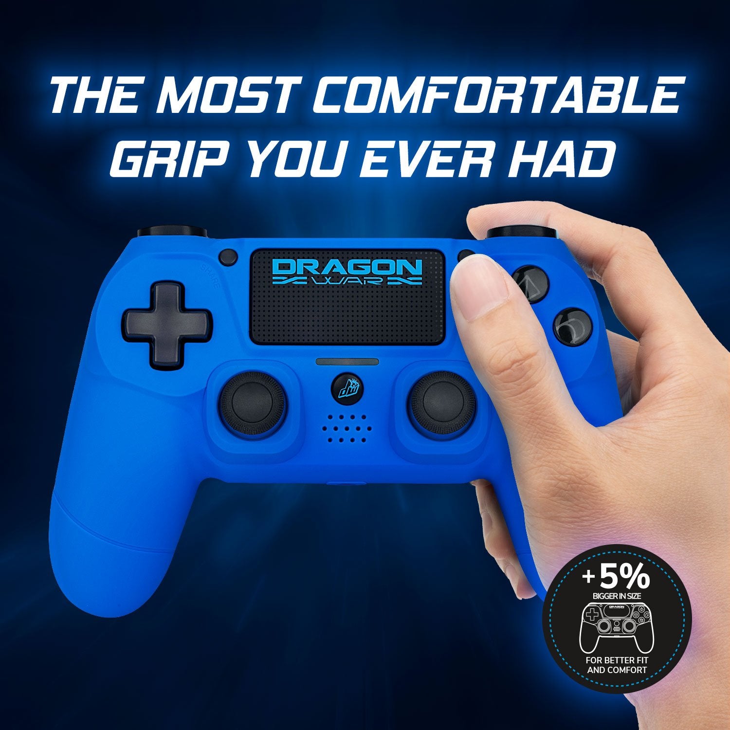 Dragonwar - Manette sans fil Dragon Shock 4 Bleue pour PS4, PC et Mobile - flash vidéo