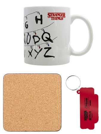 Stranger Things - Coffret cadeau Mug + Dessous de verre + Porte-clef "Iconic" - flash vidéo