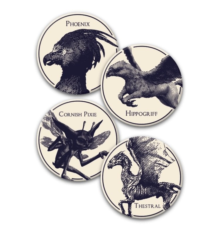 Harry Potter - Lot de 4 sous-verres en céramique Créatures Magiques - flash vidéo