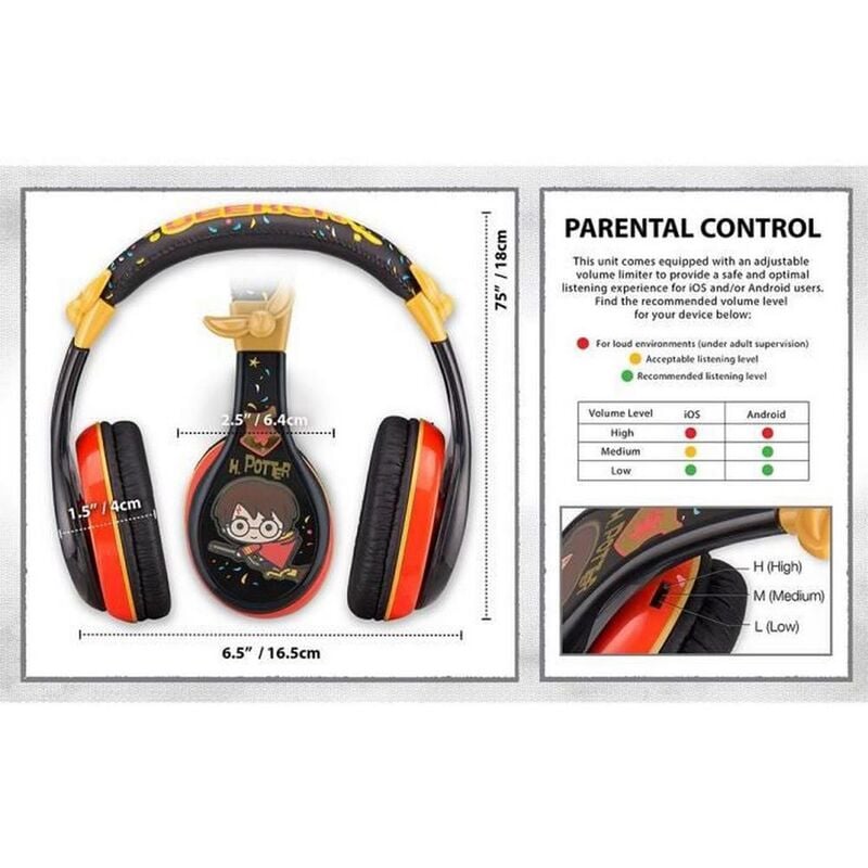 Harry Potter - Casque d'écoute pour enfants avec limiteur de volume Harry Quidditch - flash vidéo