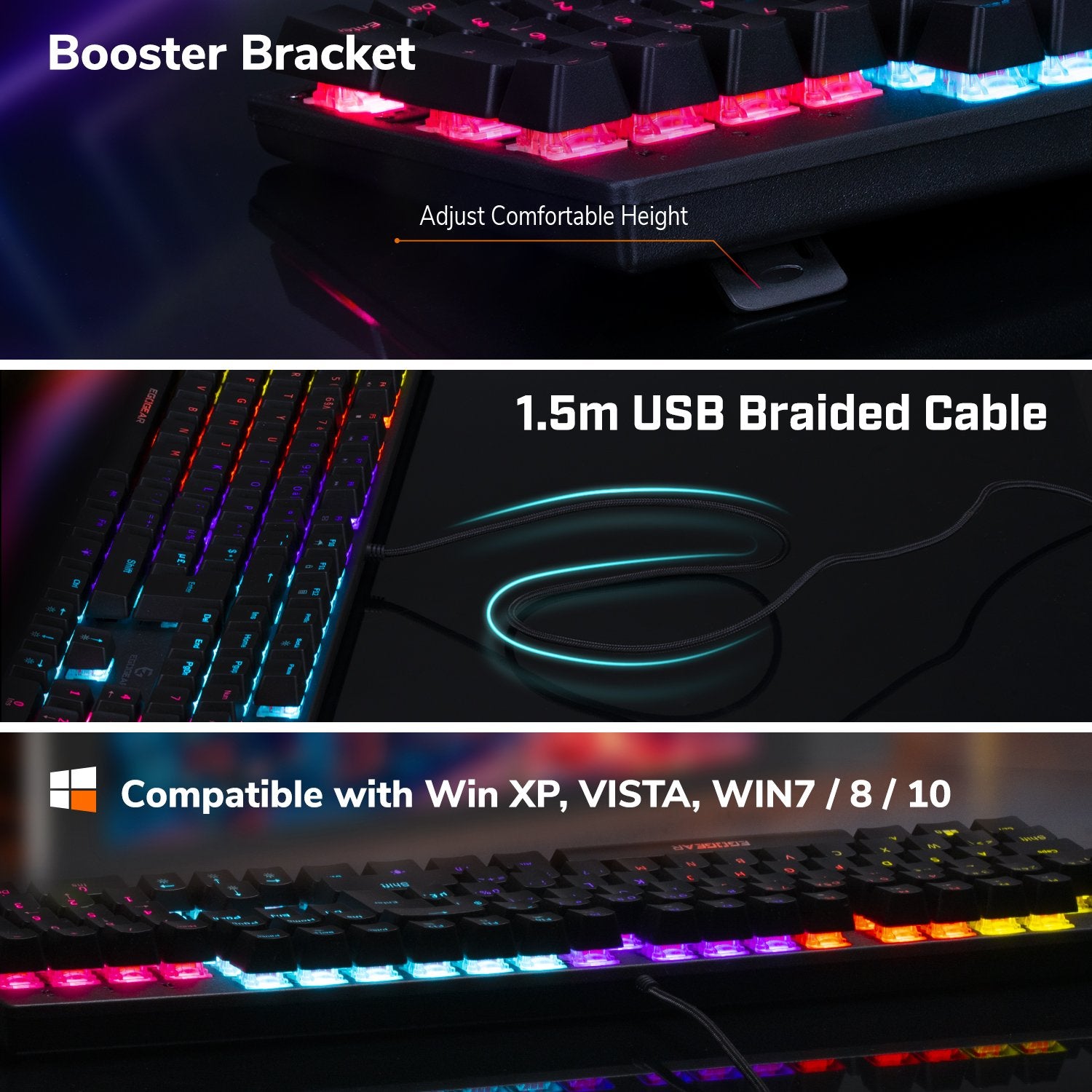 EgoGear - Clavier de jeu mécanique filaire premium RGB SK50 - Azerty FR - flash vidéo