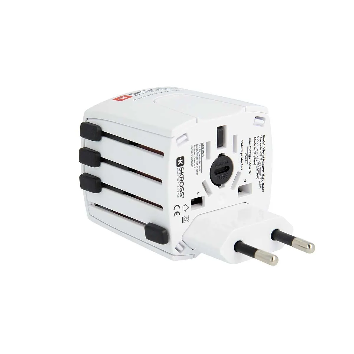 Skross - Adaptateur de voyage MUV PRO 2 pôles + 1 USB charge rapide + 1 Type-C 2500 mA Blanc - flash vidéo