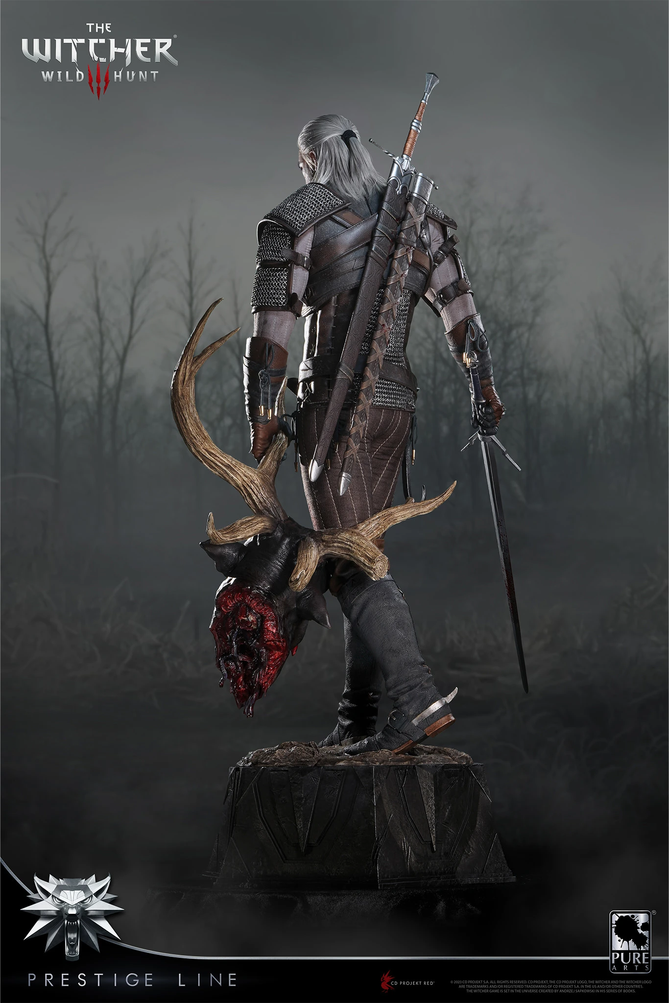PureArts - 1:2 Scale Statues - Prestige Line - The Witcher 3 - Wild Hunt - Geralt de Riv Statue 110cm - flash vidéo