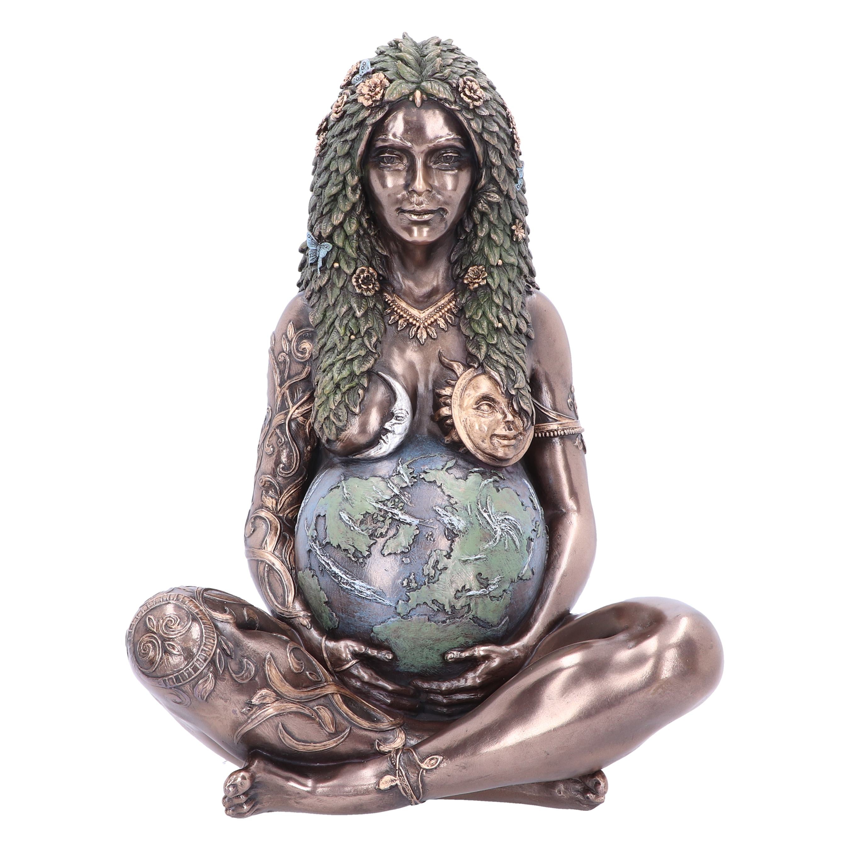Mother Earth - Figurine de couleur bronze de la Terre Mère Gaia éthérée 30cm - flash vidéo