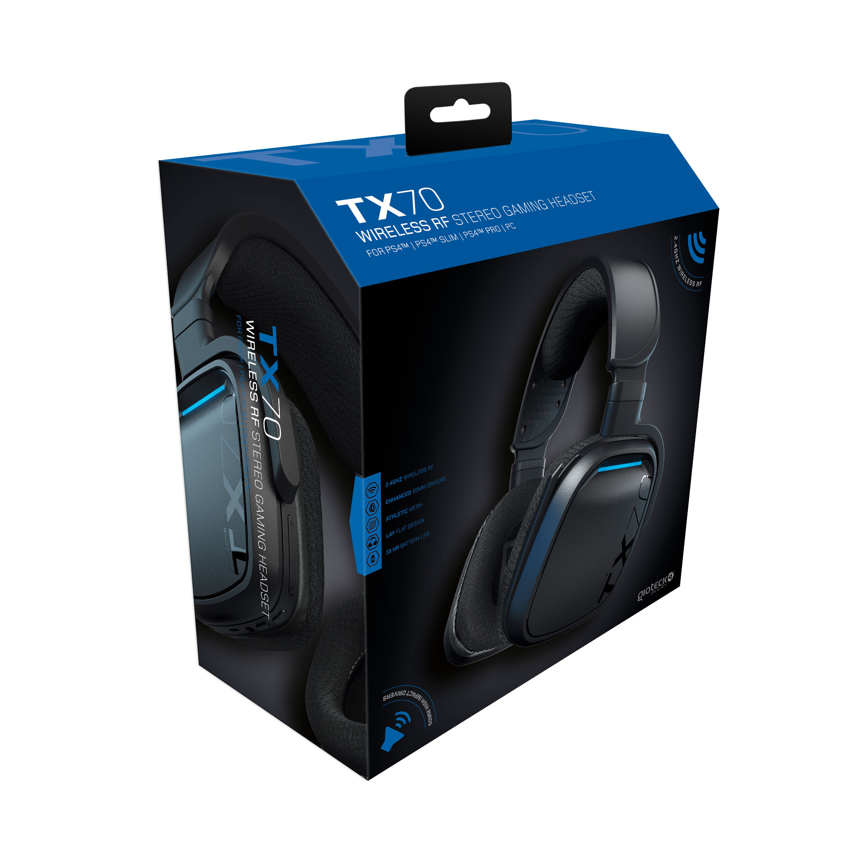 Gioteck - Casque de jeu stéréo RF sans fil TX-70S pour PS5, PS4 et PC - flash vidéo