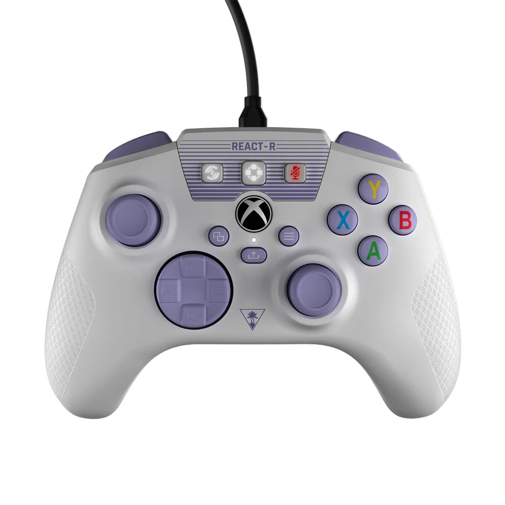 Turtle Beach - Manette de jeu filaire REACT-R Blanche et Violette pour Xbox Series X|S, Xbox One et Windows 10/11 - flash vidéo