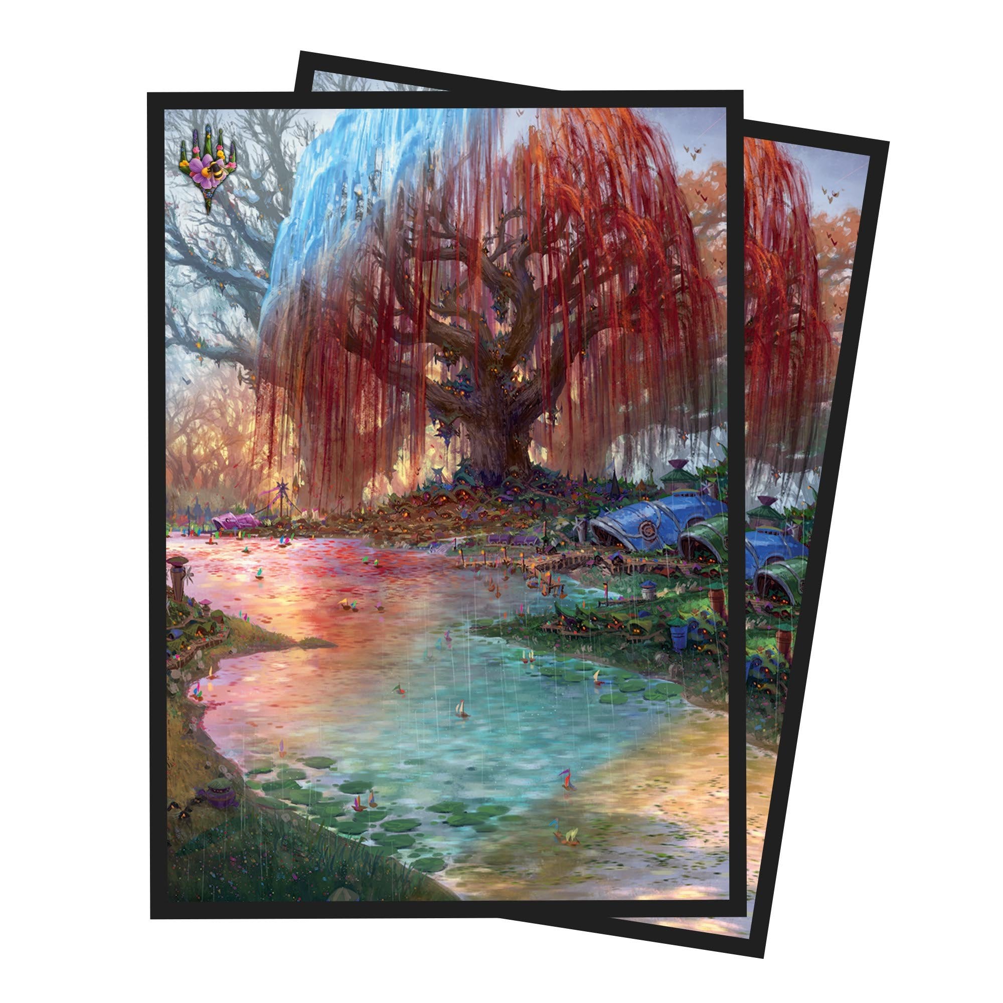 Ultra Pro - Magic: The Gathering - Bloomburrow - Sachet de 100 protèges cartes standard - Terres de saison, Ville aux trois arbres (63 x 89 mm) - flash vidéo