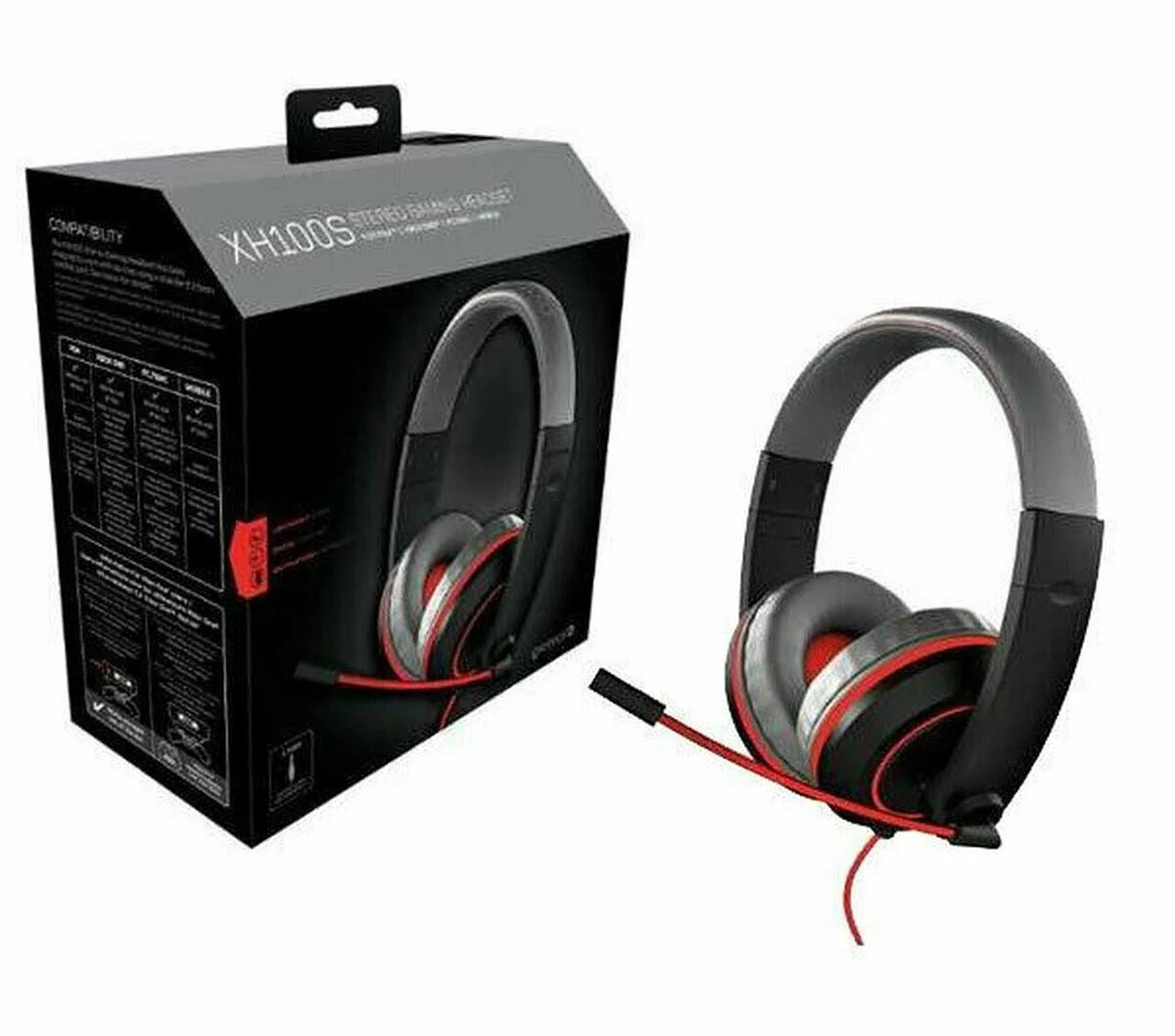 Gioteck - Casque de jeu stéréo filaire XH-100 Rouge pour Xbox One, PS4 et PC - flash vidéo