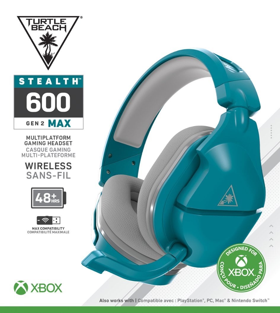 Turtle Beach - Casque de jeu sans fil Stealth 600X Gen 2 MAX Bleu Sarcelle pour Xbox Series X|S, Xbox One X, Xbox One S, PS5, PS4, Switch, Switch OLED, PC et Mac - flash vidéo