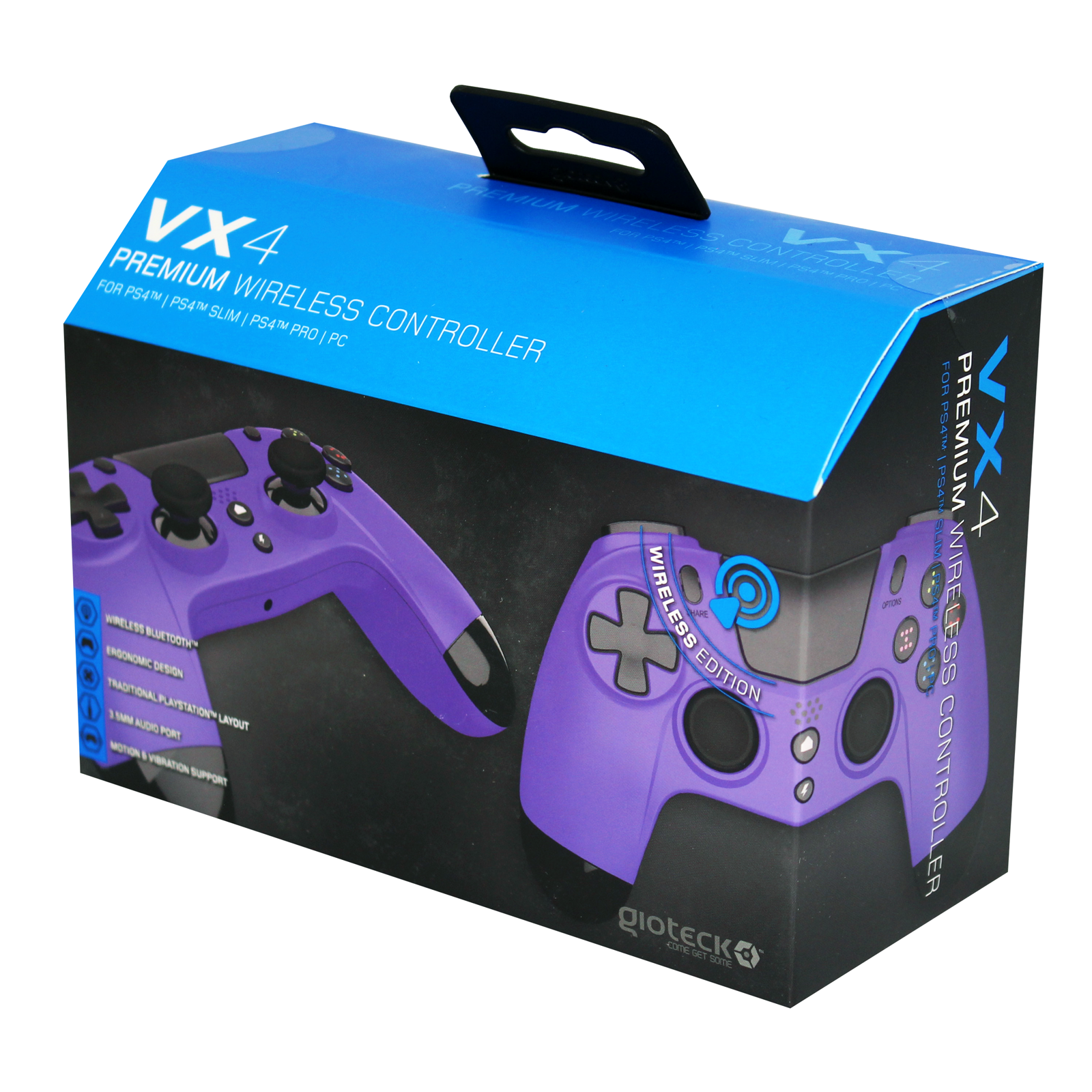 Gioteck - Manette sans fil premium VX4 Mauve pour PS4 et PC - flash vidéo