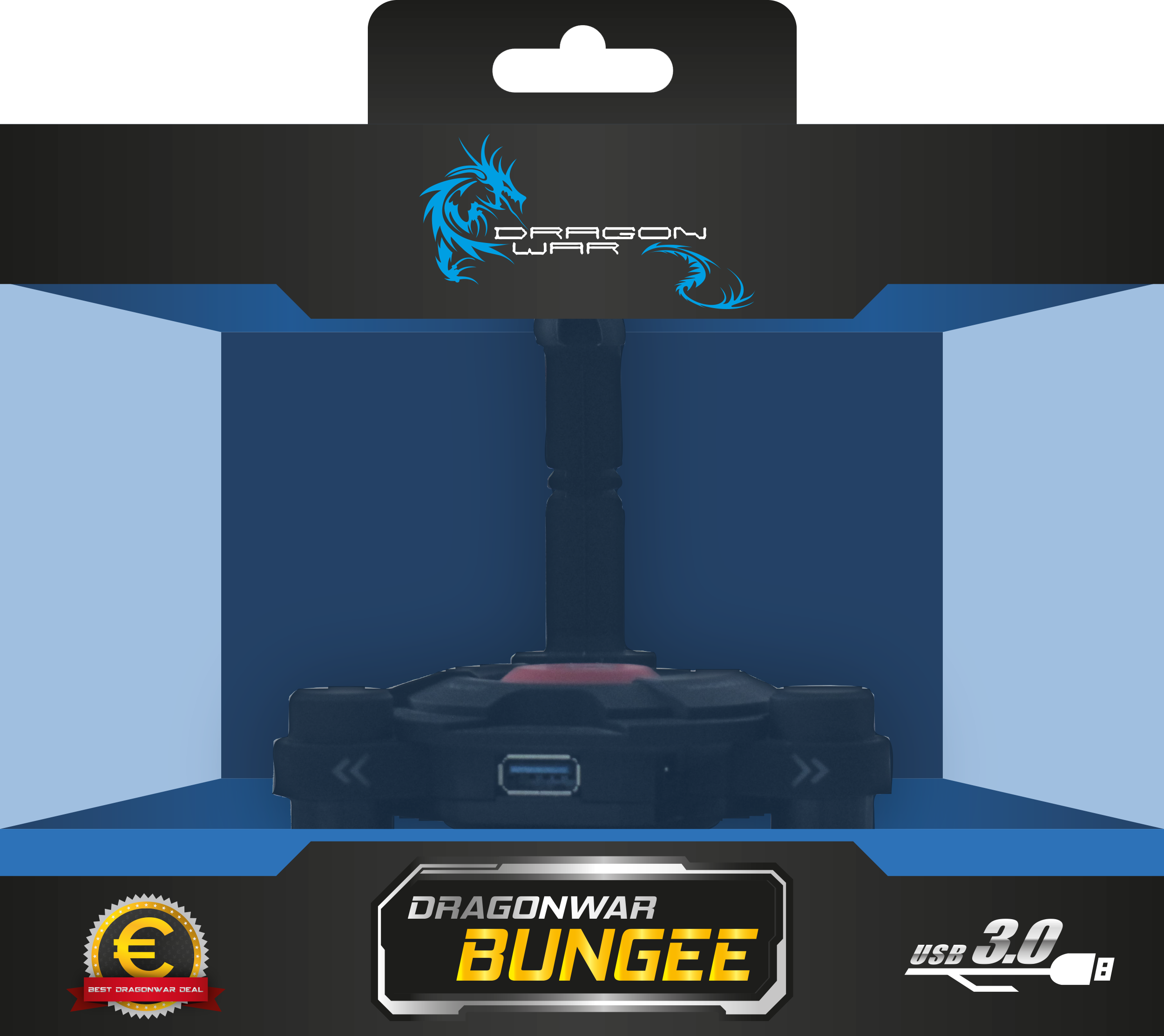 Dragonwar Bungee + USB Hub 3.0 - 4 Ports USB 3.0 - Plateau de câbles multidirectionnel et flexible avec éclairage LED - Base triangulaire en silicone - Câble de 1,5m - flash vidéo