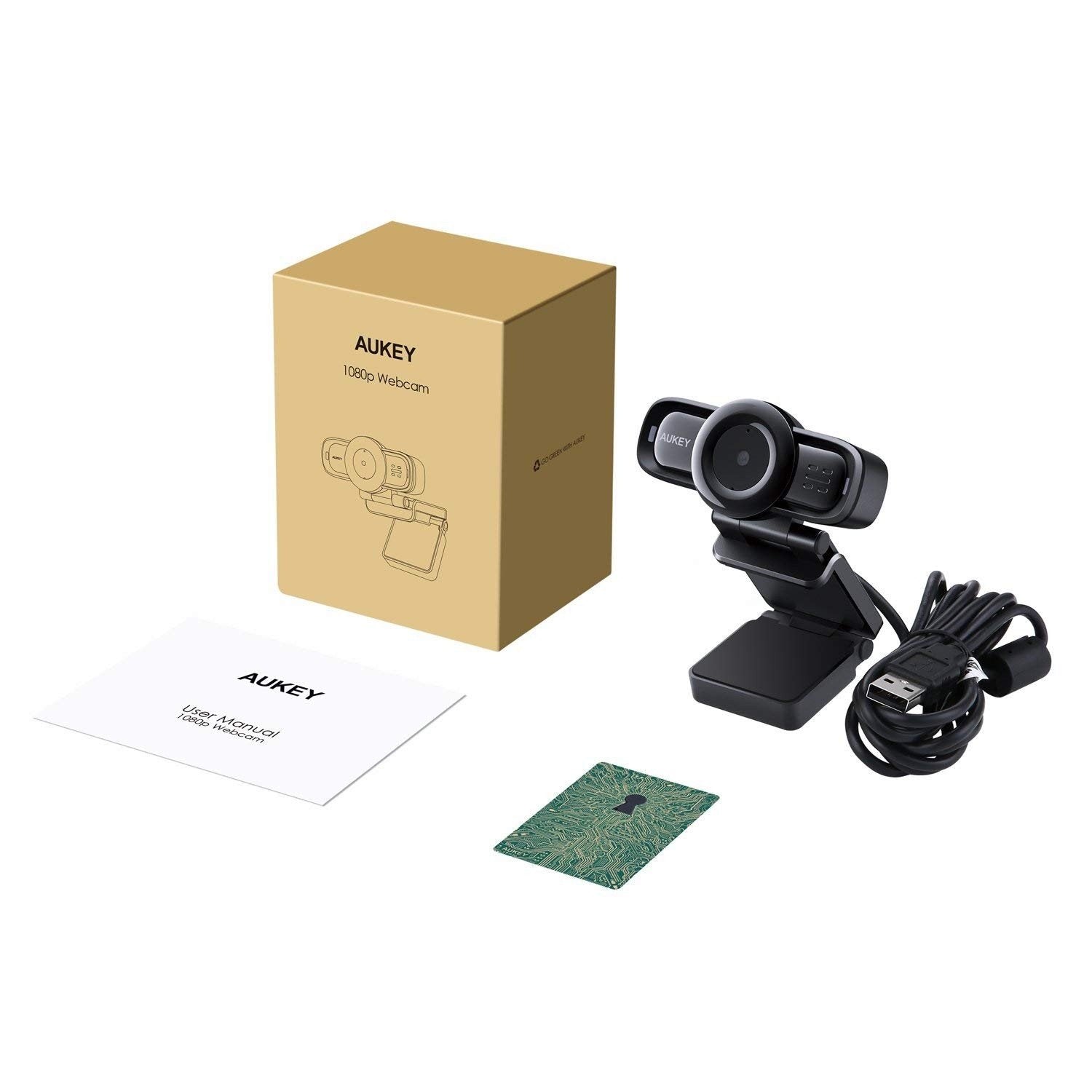 Aukey - Webcam 1080P avec autofocus PC-LM3 Stream Series - flash vidéo