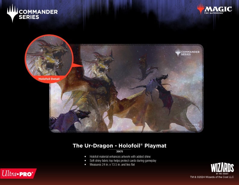 Ultra Pro - Magic: The Gathering - Commander Series - Three Color Wedge - Tapis de jeu à bord cousu L'Ur-Dragon - flash vidéo