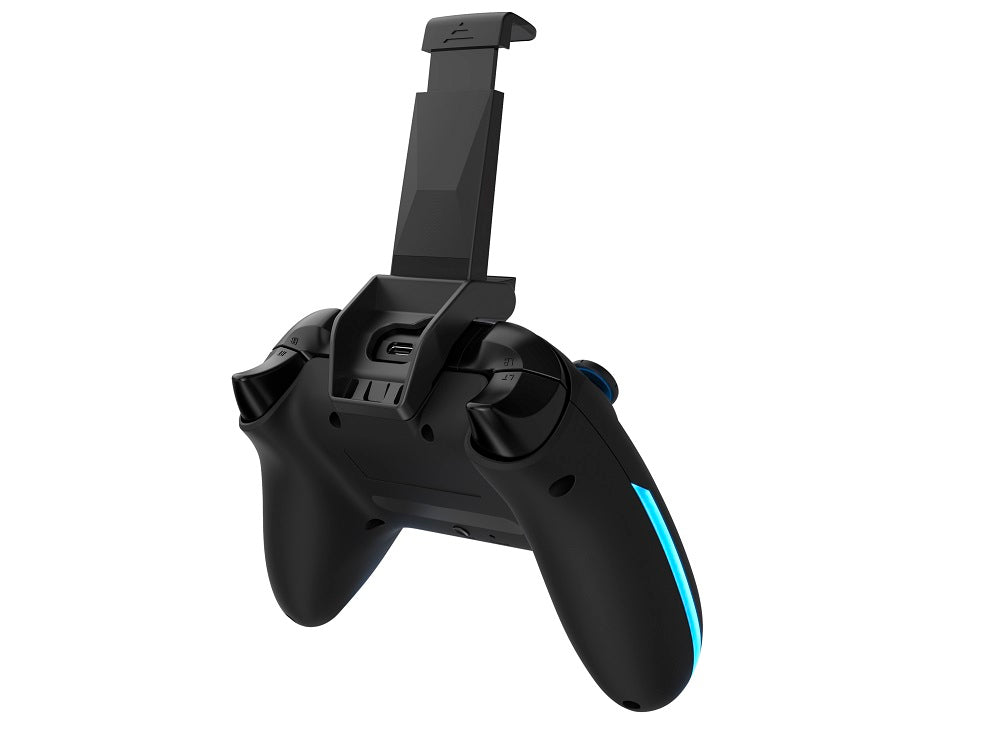 DragonShock - AURORA PLUS - Manette sans fil noire avec support téléphone pour PS3, PC, Android et IOS - flash vidéo