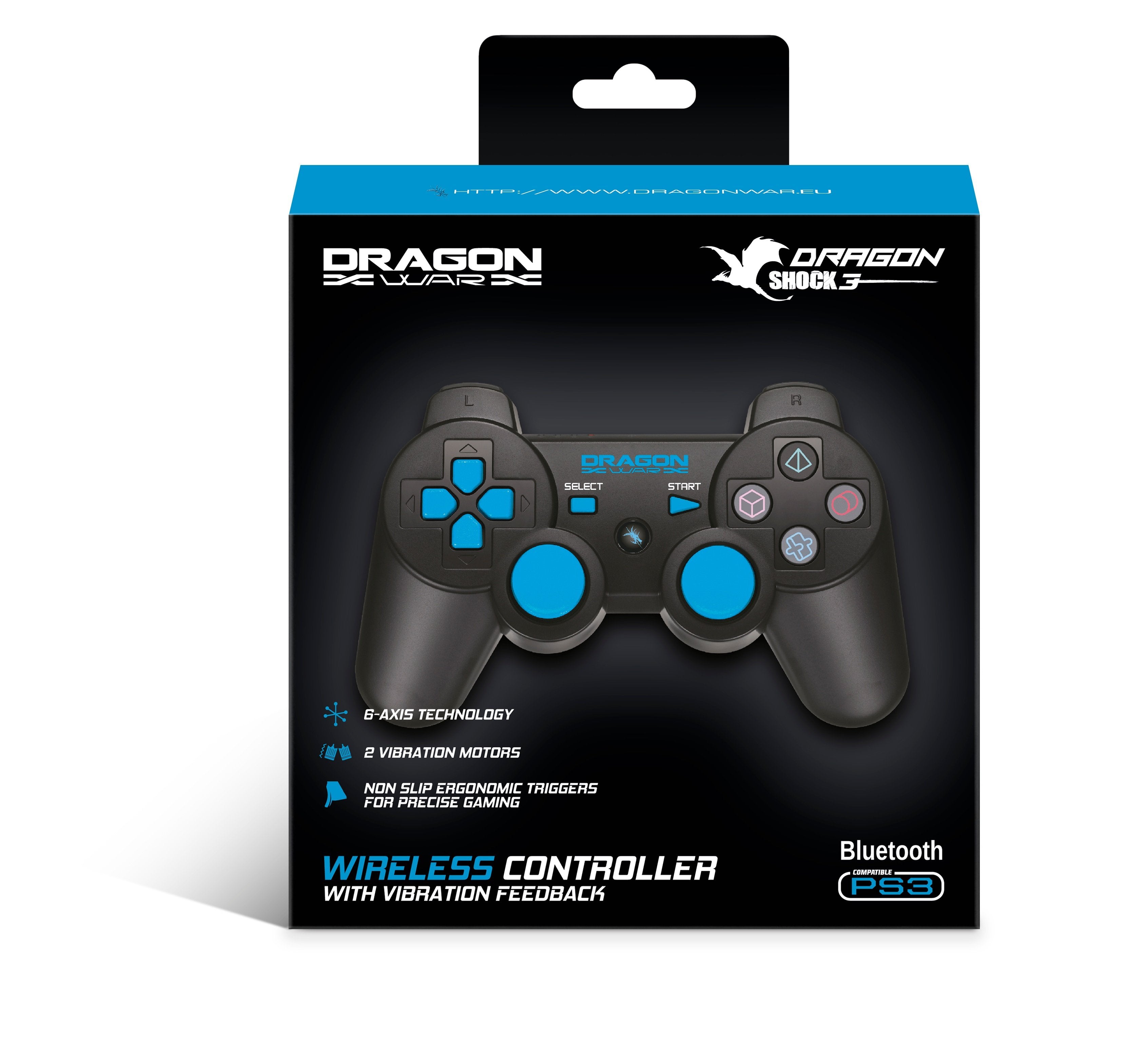 Dragonwar - Manette sans fil Bluetooth Dragon Shock 3 Noire pour PS3 - flash vidéo