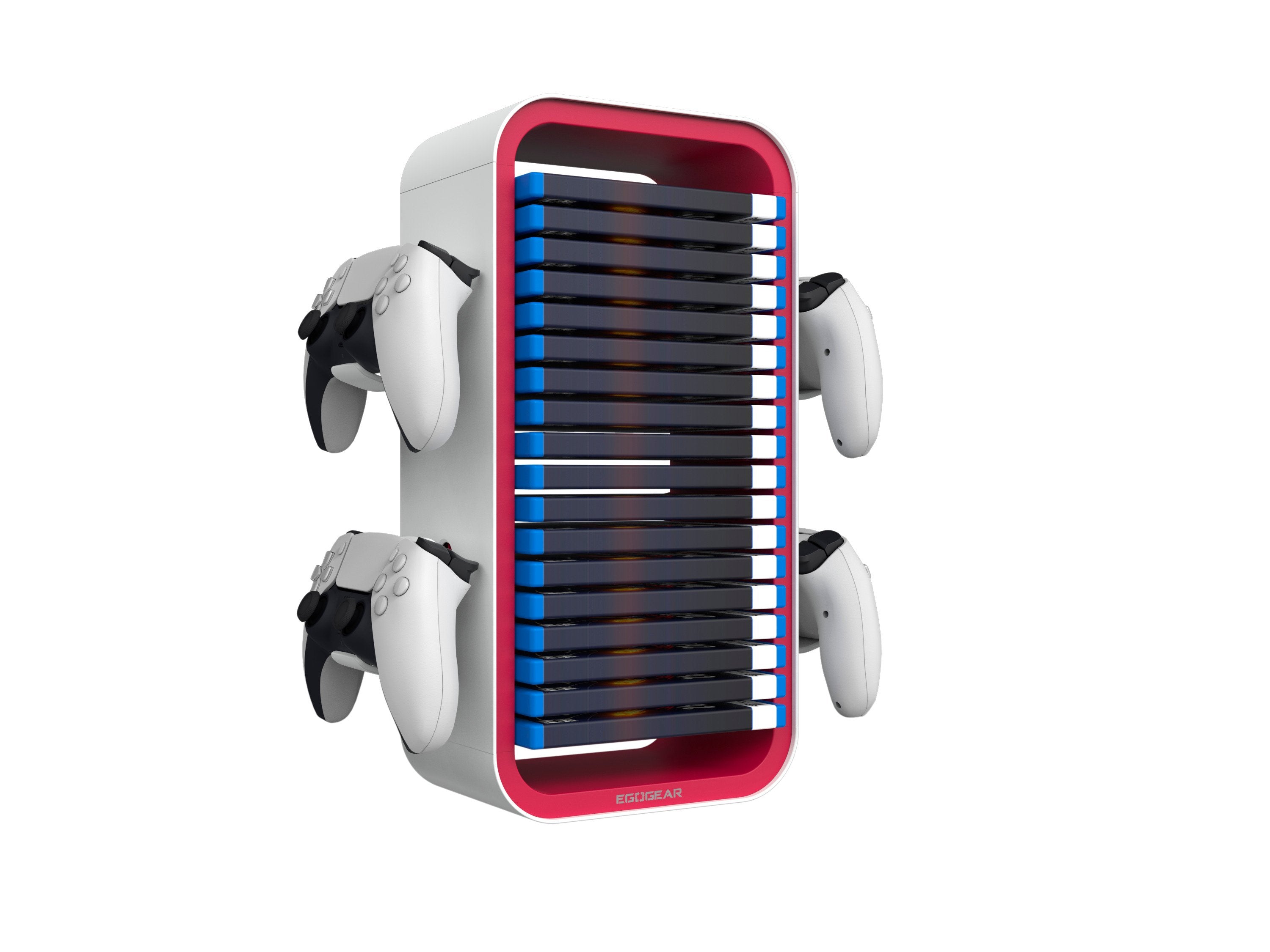 EgoGear - SSR10 - Station d'accueil rouge et blanche pour manette et présentoir de jeu pour Nintendo Switch, Switch OLED, PS4, PS5, Xbox One et Xbox Series X|S - flash vidéo