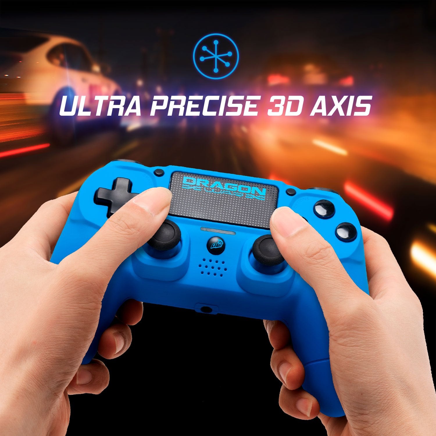 Dragonwar - Manette sans fil Dragon Shock 4 Bleue pour PS4, PC et Mobile - flash vidéo