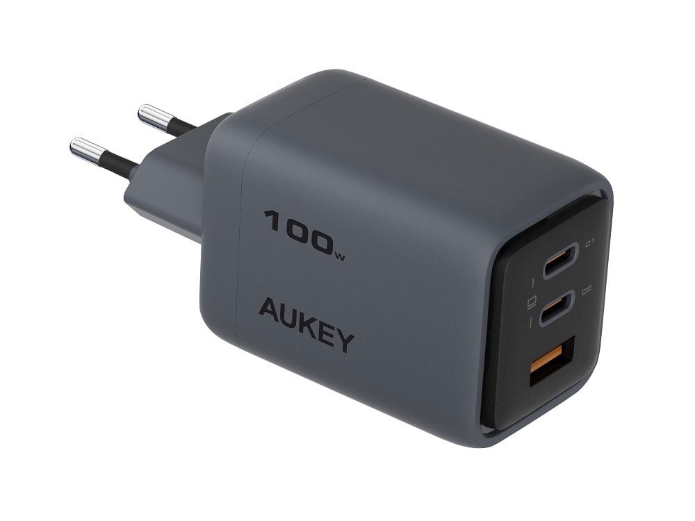 Aukey - Chargeur mural Comet Mix 100W GaN PD 4-Port Gris - flash vidéo