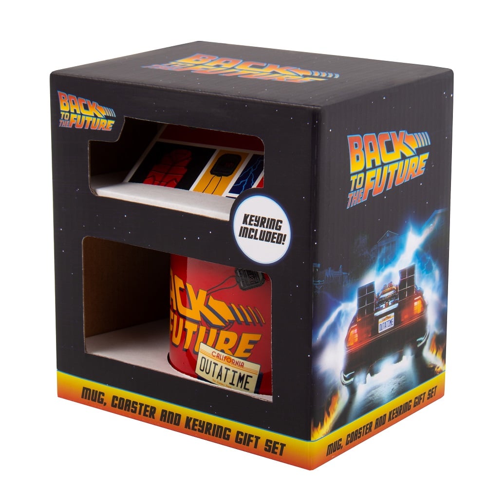 Retour vers le futur - Coffret cadeau mug, dessous de verre et porte-clés - flash vidéo
