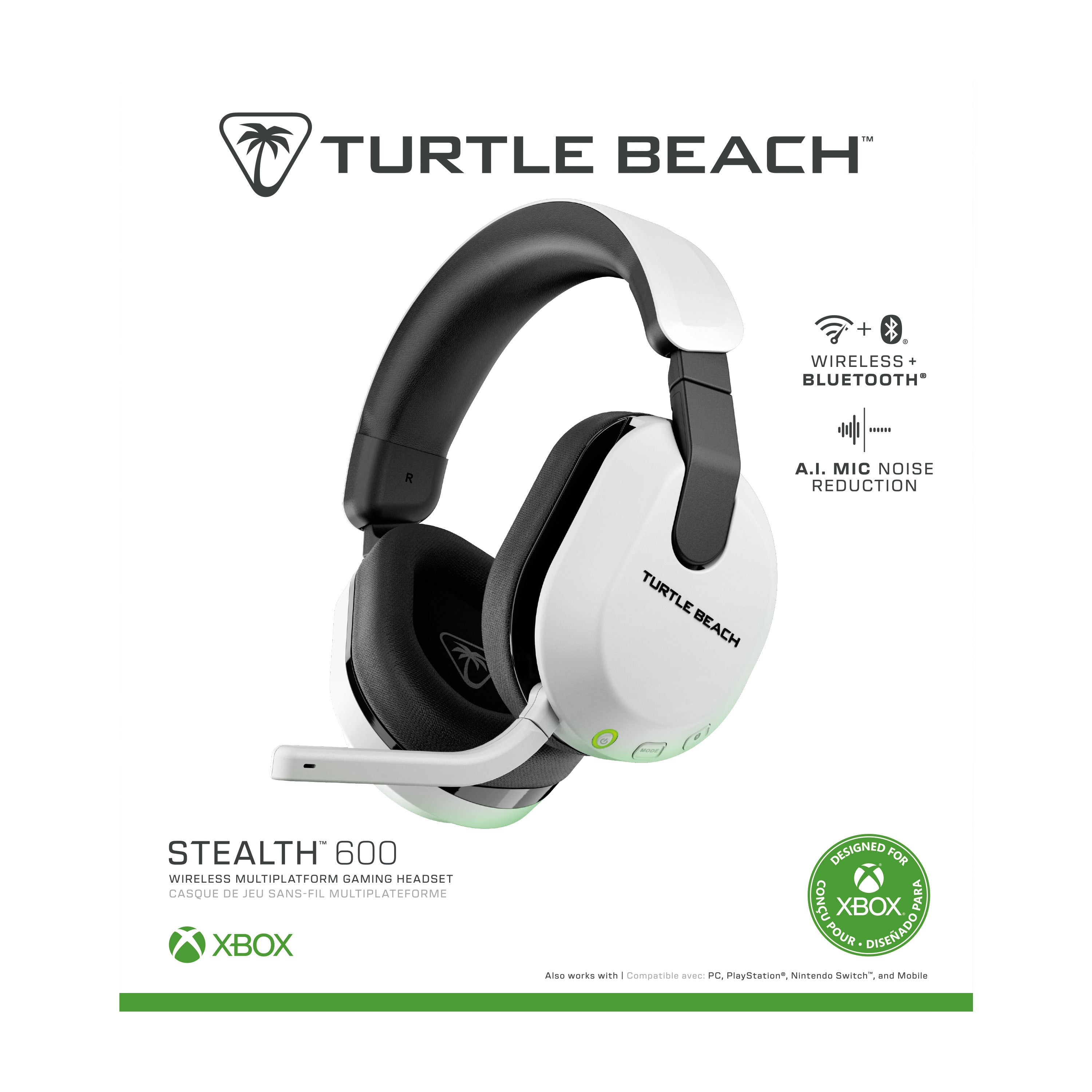 Turtle Beach - Casque de jeu sans fil Stealth 600X Gen 3 Blanc pour Xbox Series, Xbox One, PS5, PS4, Switch, PC et Mobile - flash vidéo