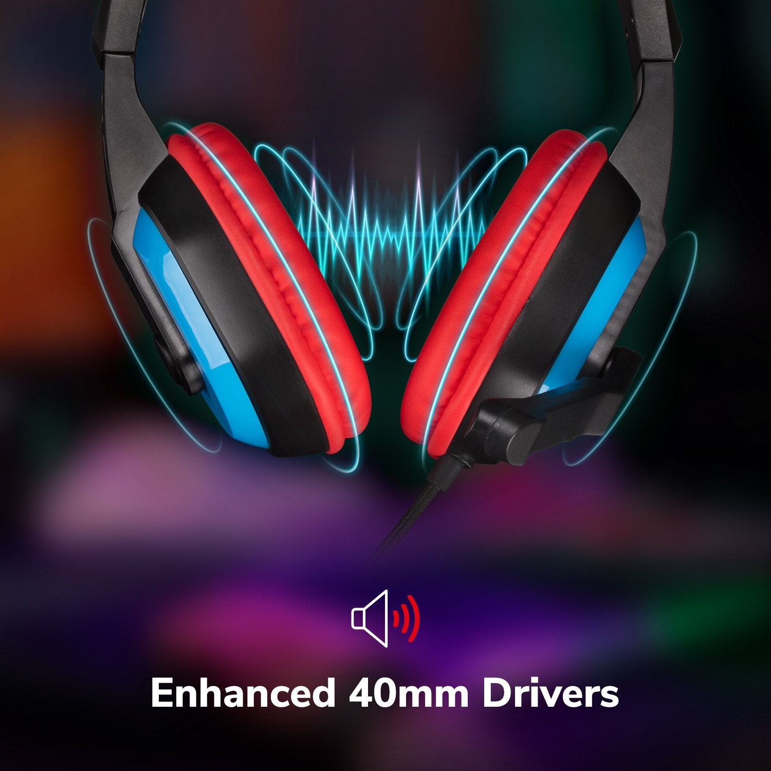 EgoGear - Casque de jeu filaire SHS10 Rouge et Bleu pour Switch, Switch Lite, Switch OLED, PS5, PS4, Xbox Series X|S, Xbox One et Mobile - flash vidéo