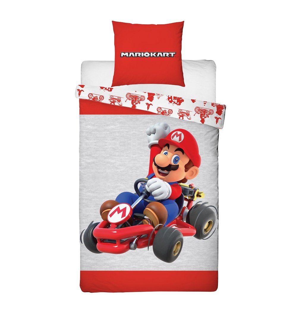 Mario Kart - Parure de lit en microfibre Mario (140x200cm + 63x63cm) - flash vidéo