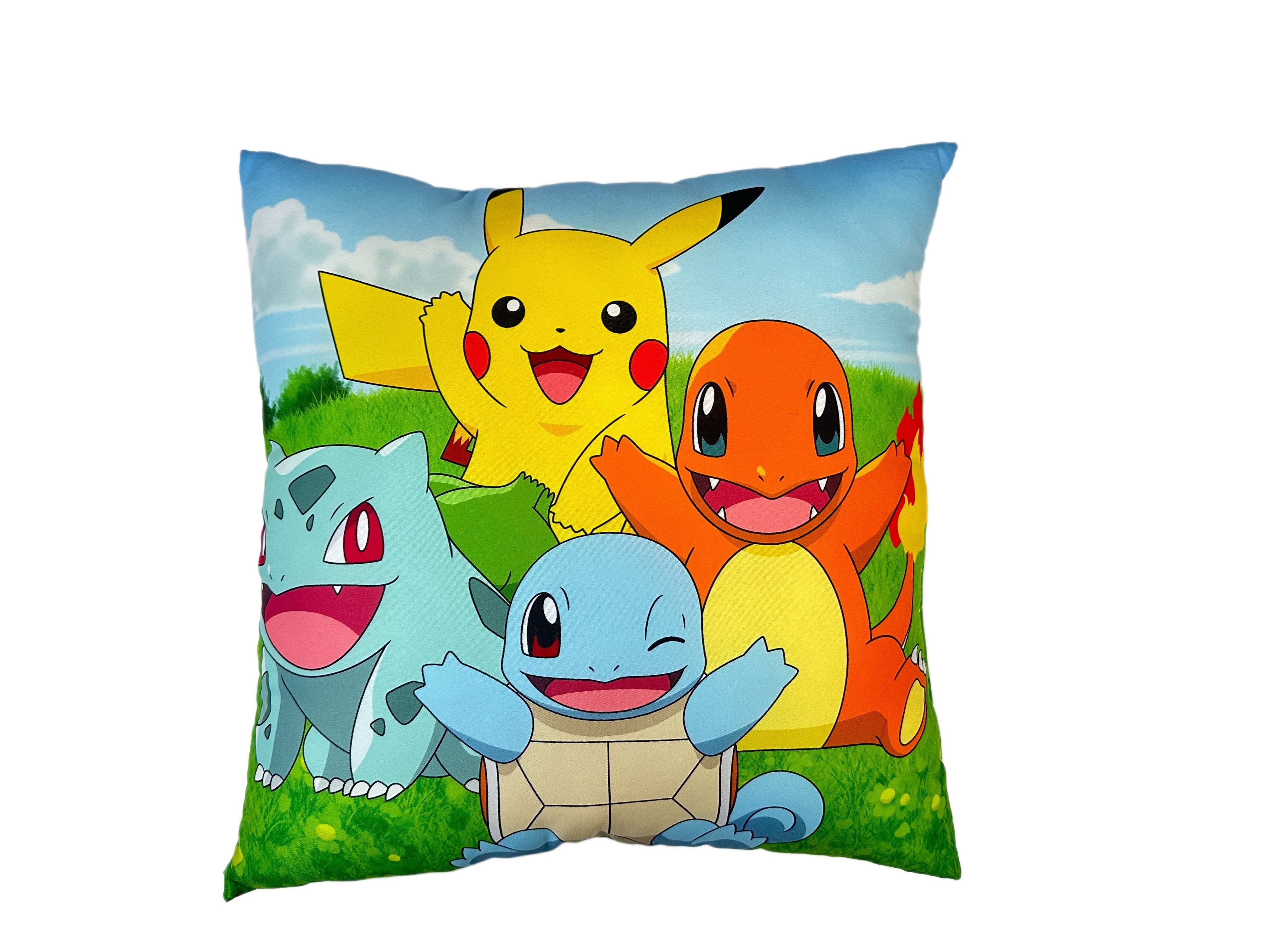 Pokémon - Coussin double face Pikachu et Starter 1G (40x40cm) - flash vidéo
