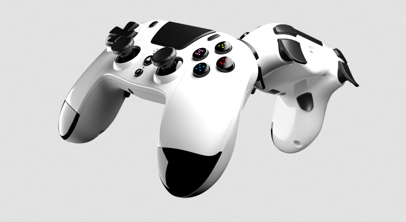 Gioteck - Manette sans fil premium bluetooth VX4 Blanc pour PS4 et PC - flash vidéo