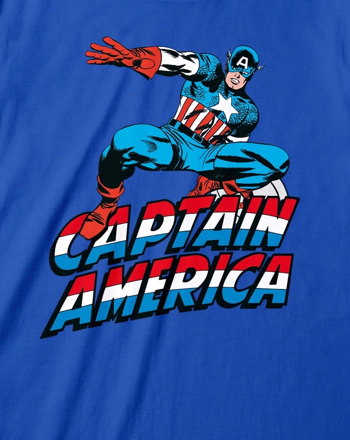 Marvel - T-shirt unisexe Bleu Captain America - L - flash vidéo