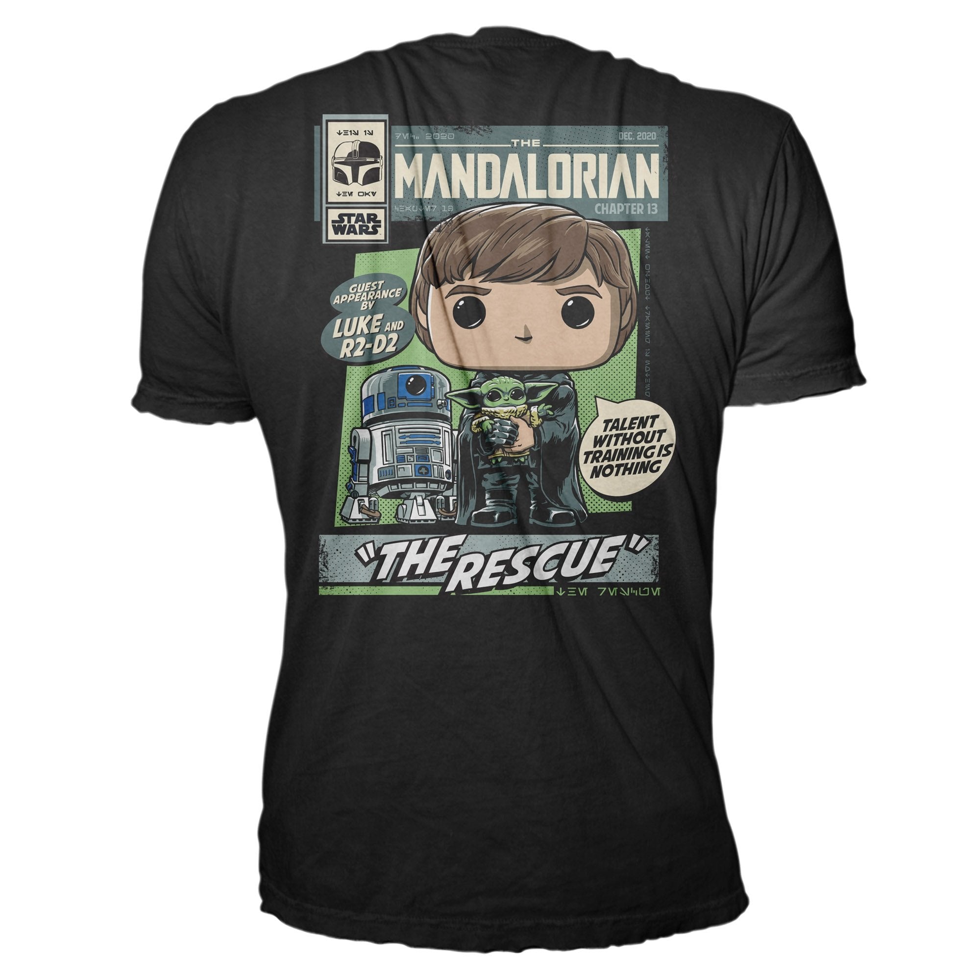Funko Pop! & Tee: Star Wars: The Mandalorian - Luke Skywalker with Grogu - M - flash vidéo