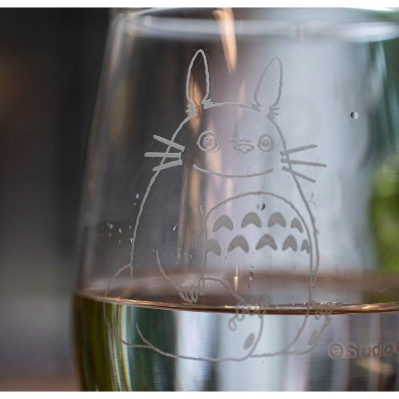 VERRE GRAVÉ TOTORO ET TRÈFLE BLANC - MON VOISIN TOTORO