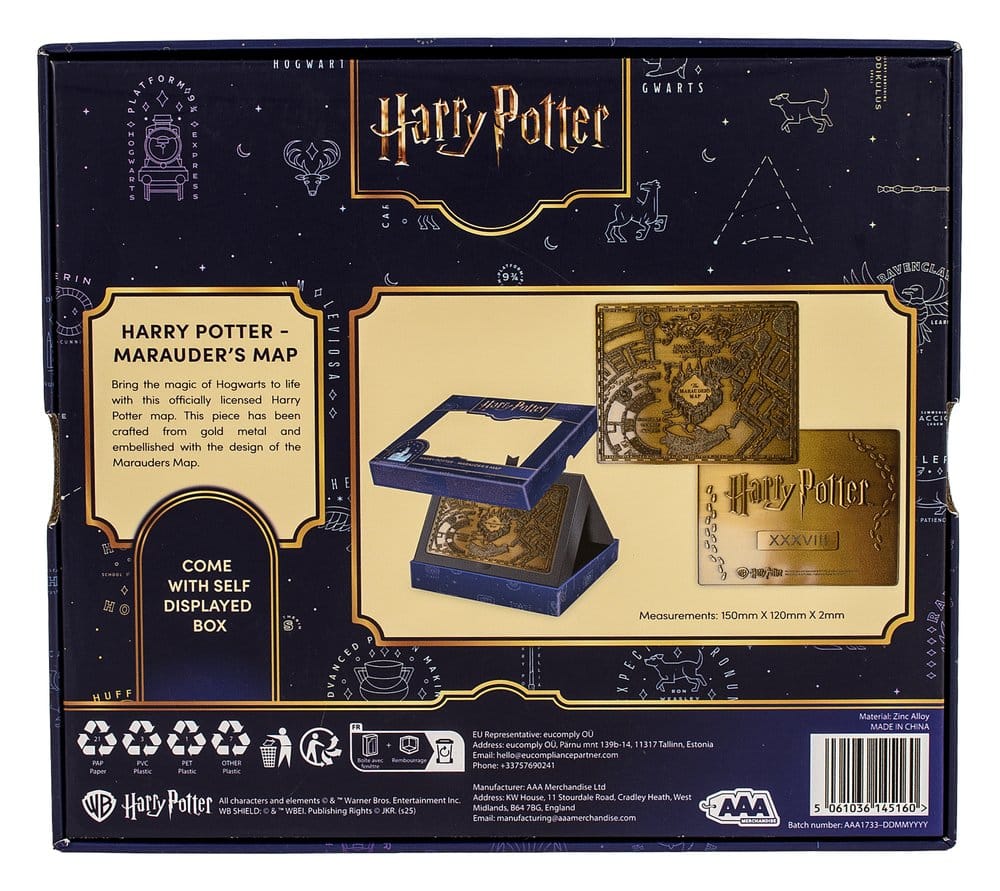 Harry Potter réplique Marauder's Map Metal Map 15 cm