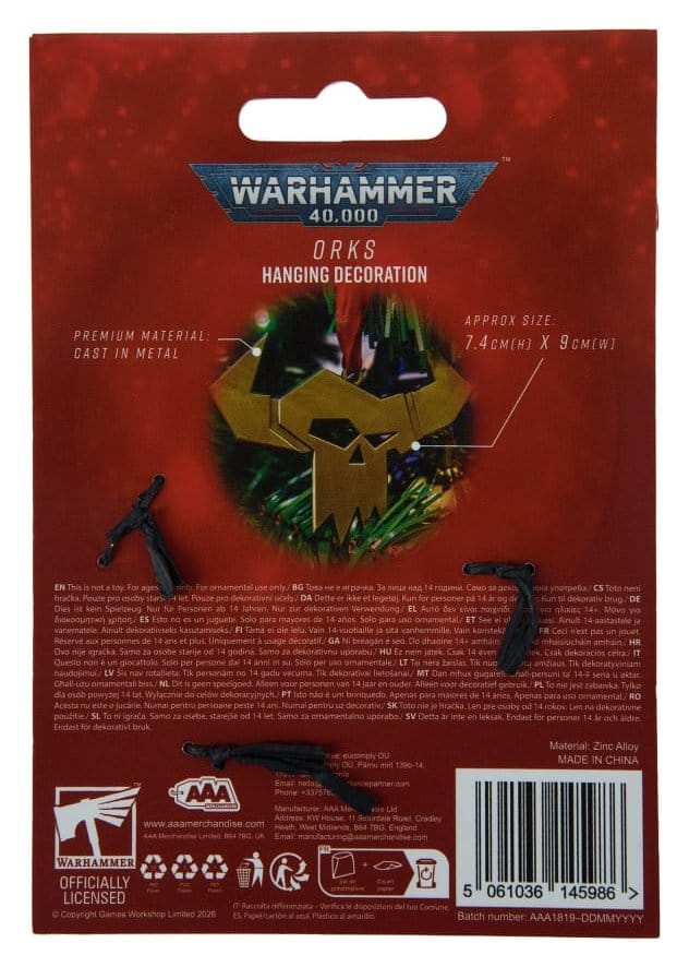 Warhammer 40,000 décoration suspendue Orks 17 cm